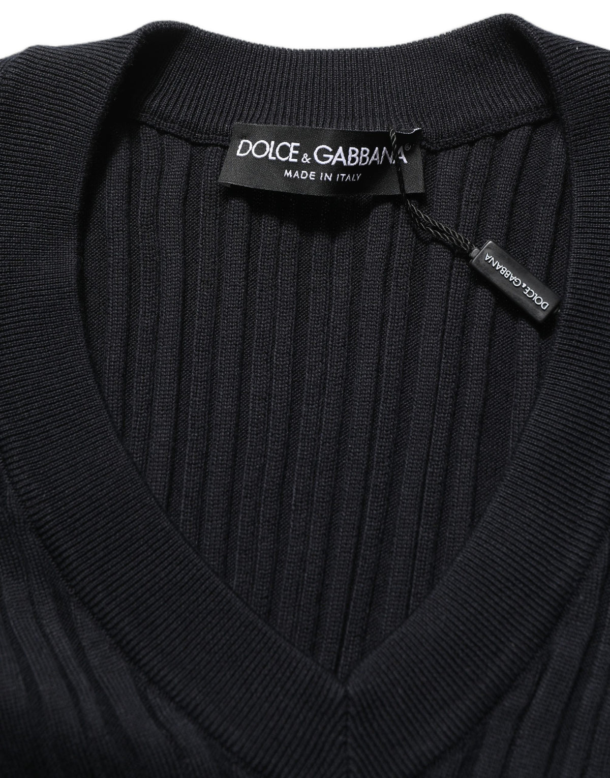 Dolce & Gabbana Black Silk Blend V-neck Pullover Men Men's Sweater