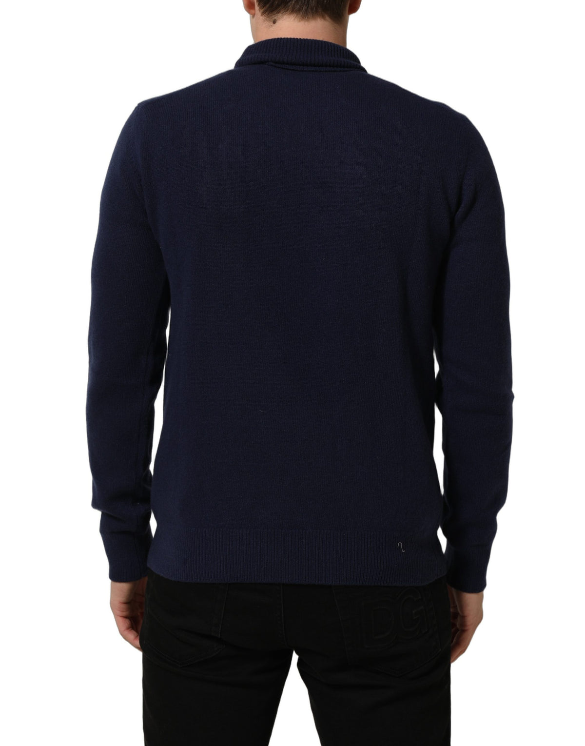 Dolce & Gabbana Blue Wool Knit Turtleneck Pullover Men's Sweater