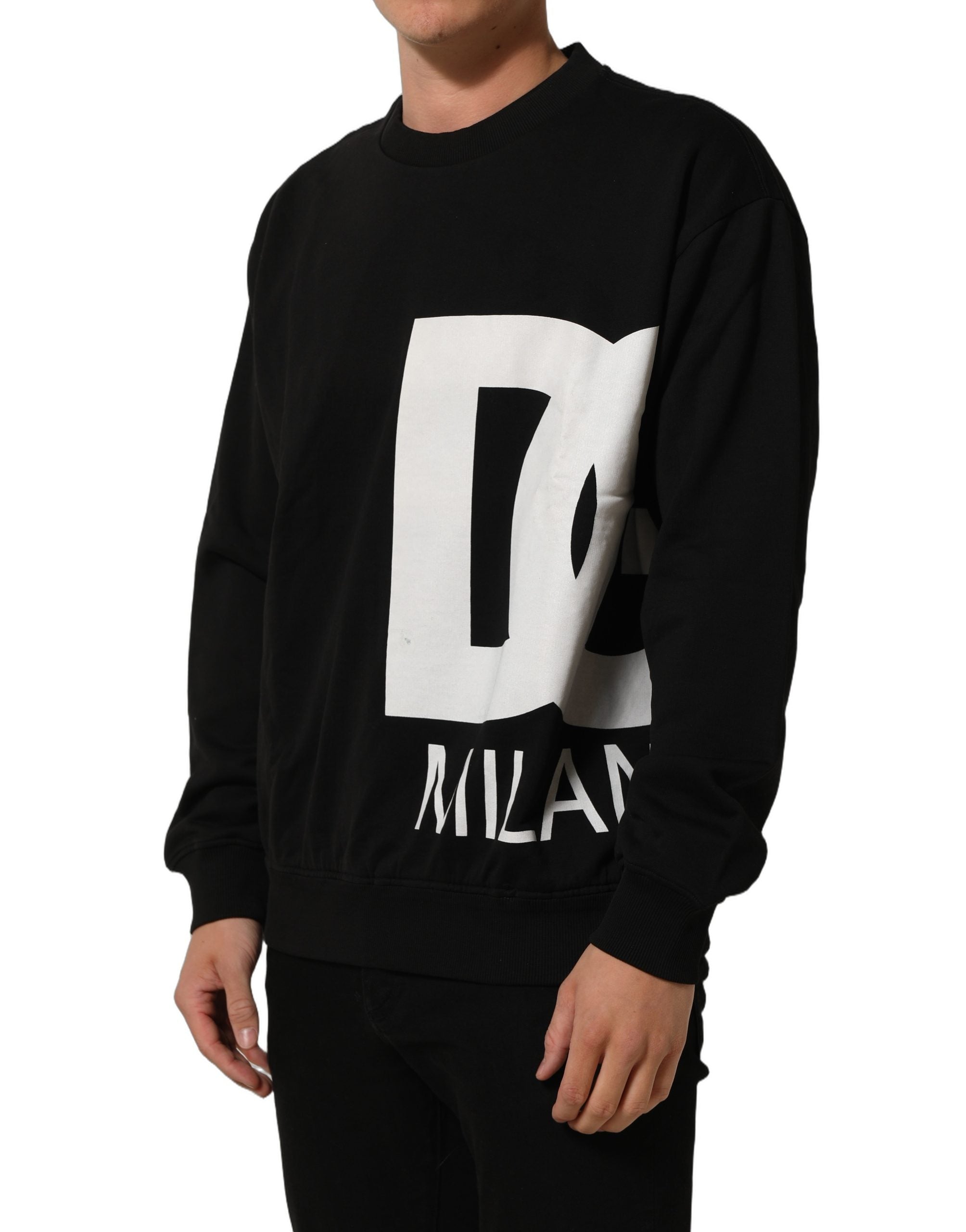 Dolce & Gabbana Black Cotton Logo Print Sweatshirt Men's Sweater (Pre-Owned)