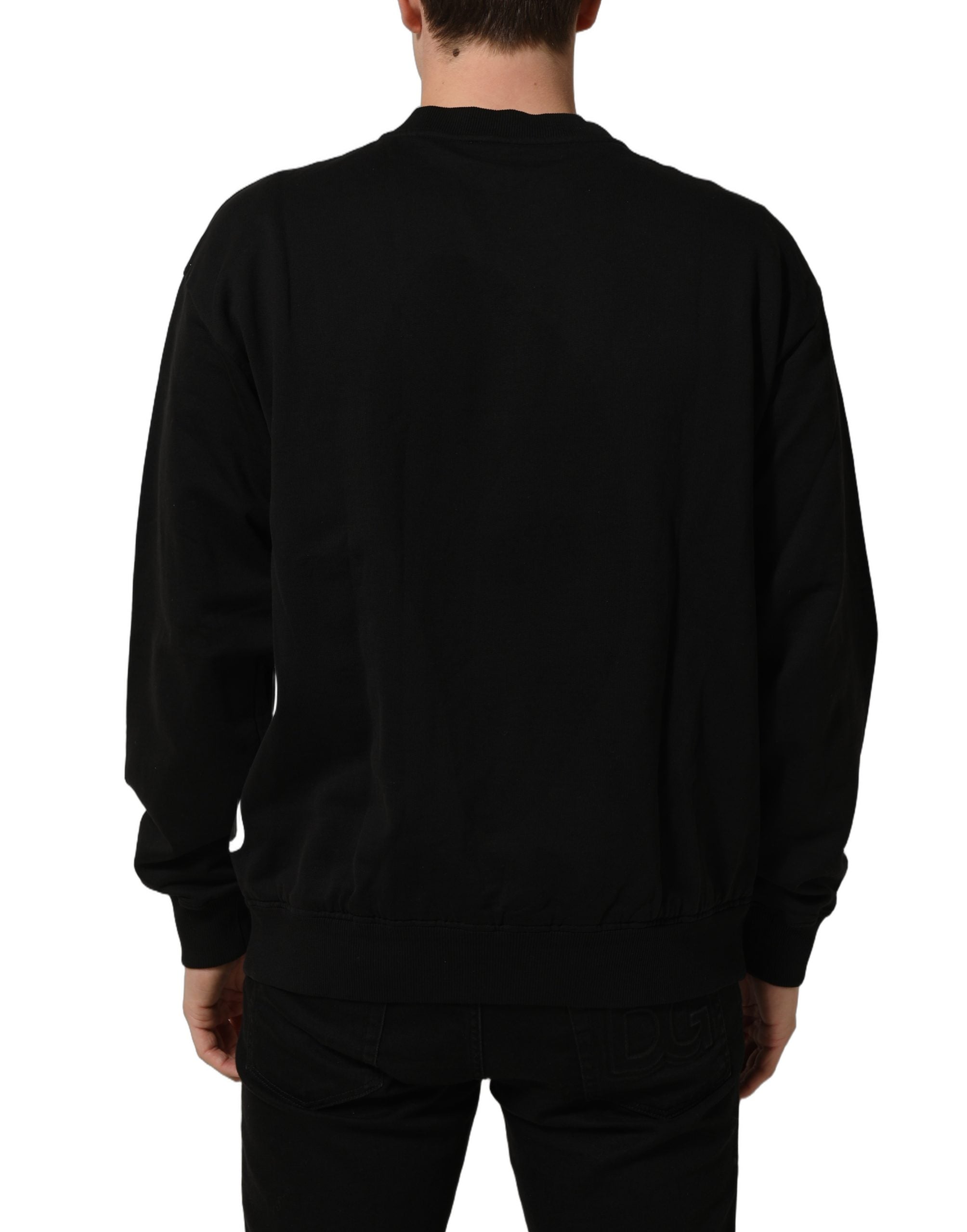 Dolce & Gabbana Black Cotton Logo Print Sweatshirt Men's Sweater (Pre-Owned)