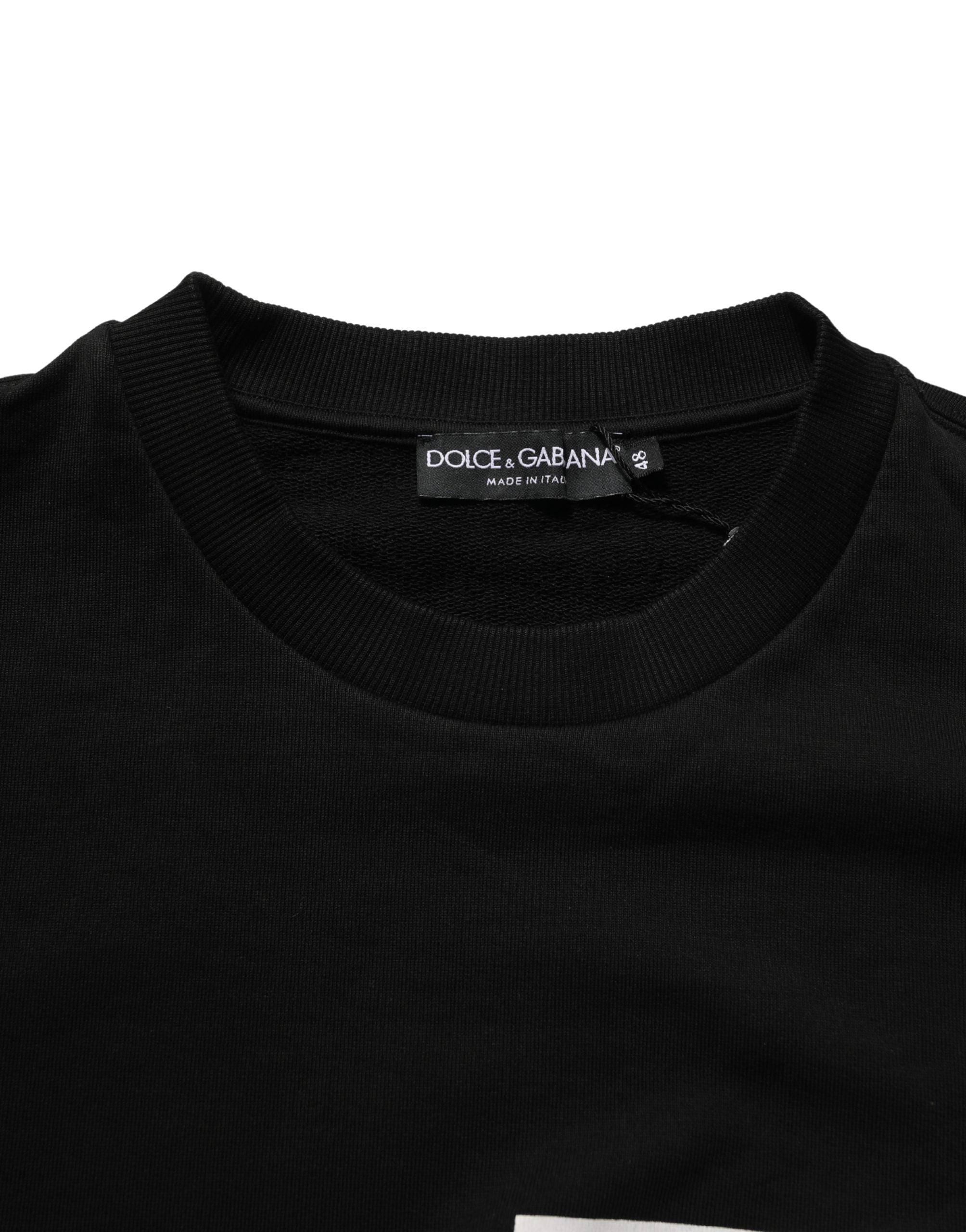 Dolce & Gabbana Black Cotton Logo Print Sweatshirt Men's Sweater (Pre-Owned)