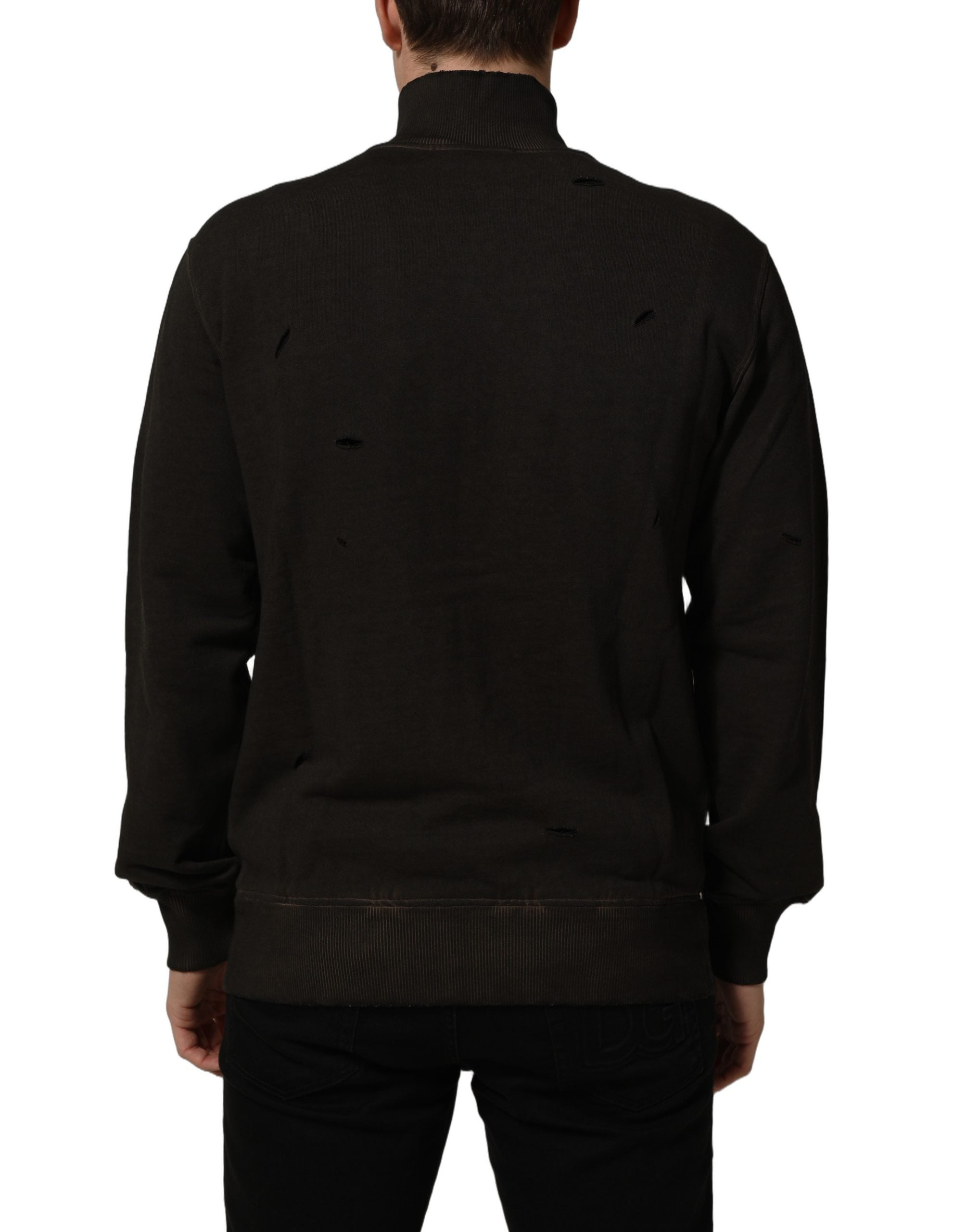 Dolce & Gabbana Brown Logo Print Full Zip Sweatshirt Men's Sweater
