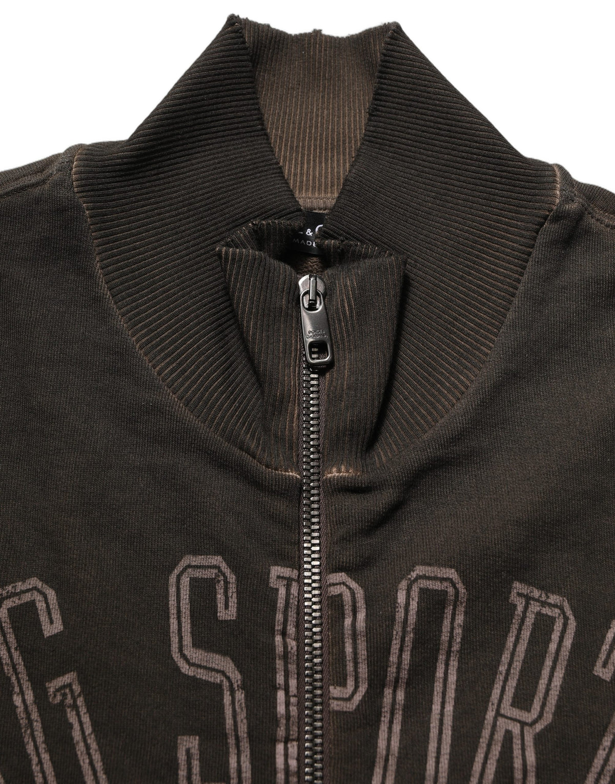 Dolce & Gabbana Brown Logo Print Full Zip Sweatshirt Men's Sweater