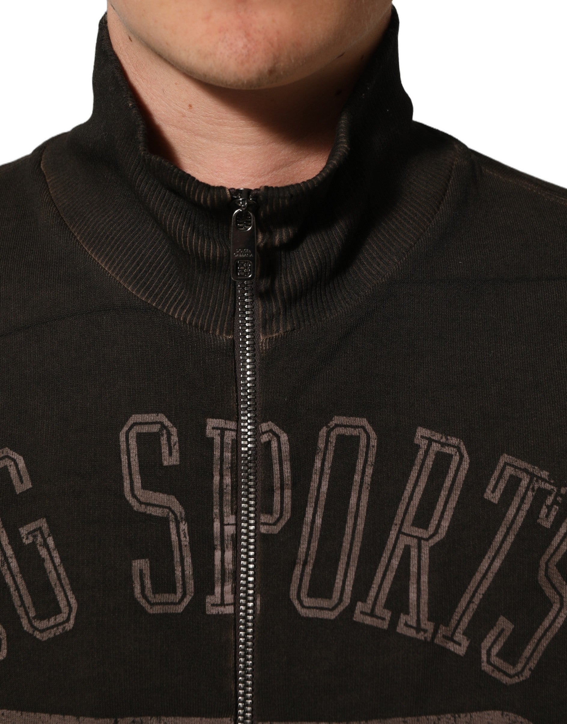 Dolce & Gabbana Brown Logo Print Full Zip Sweatshirt Men's Sweater (Pre-Owned)