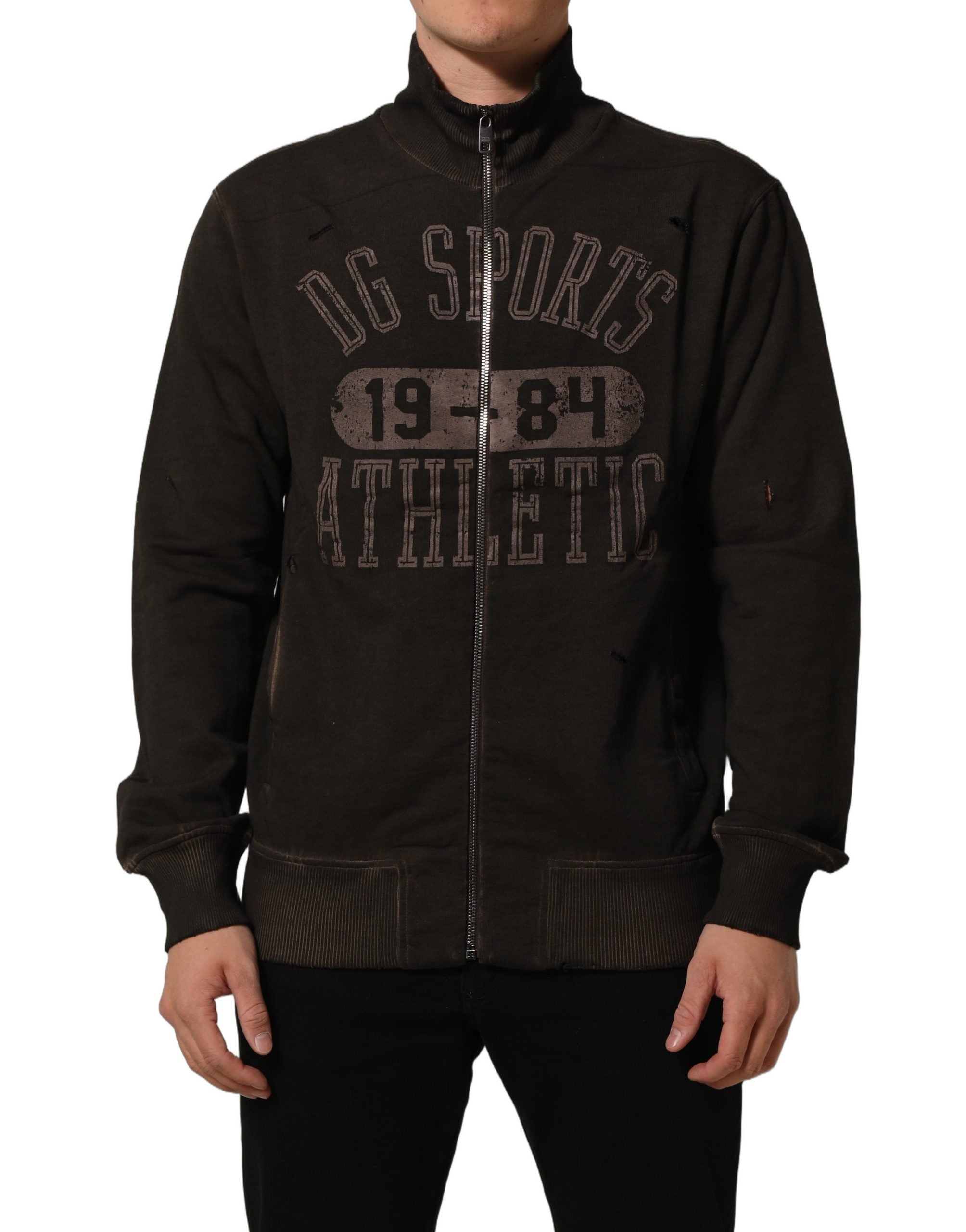Dolce & Gabbana Brown Logo Print Full Zip Sweatshirt Men's Sweater (Pre-Owned)