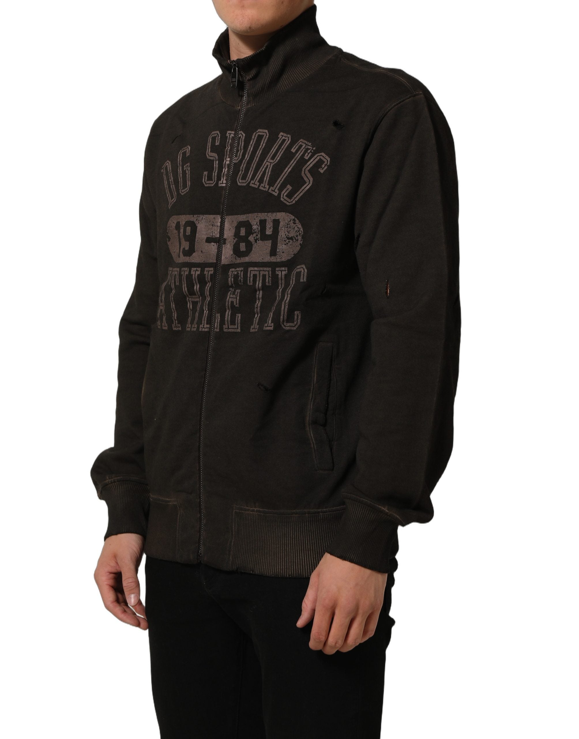 Dolce & Gabbana Brown Logo Print Full Zip Sweatshirt Men's Sweater (Pre-Owned)
