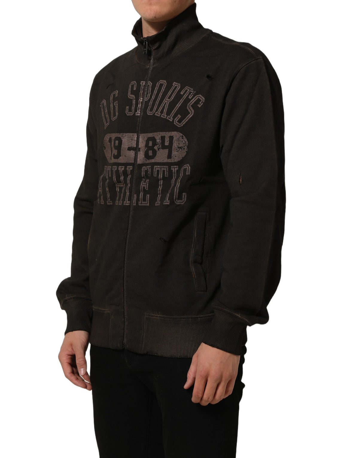 Dolce & Gabbana Brown Logo Print Full Zip Sweatshirt Men's Sweater (Pre-Owned)