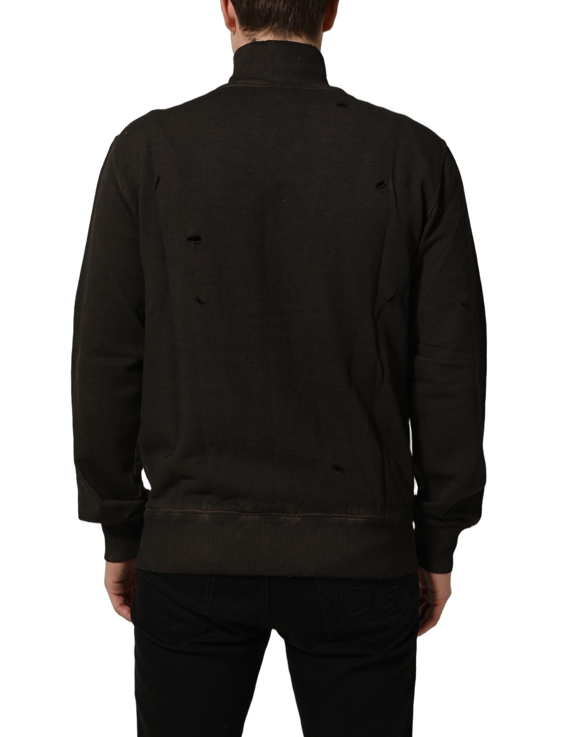 Dolce & Gabbana Brown Logo Print Full Zip Sweatshirt Men's Sweater (Pre-Owned)