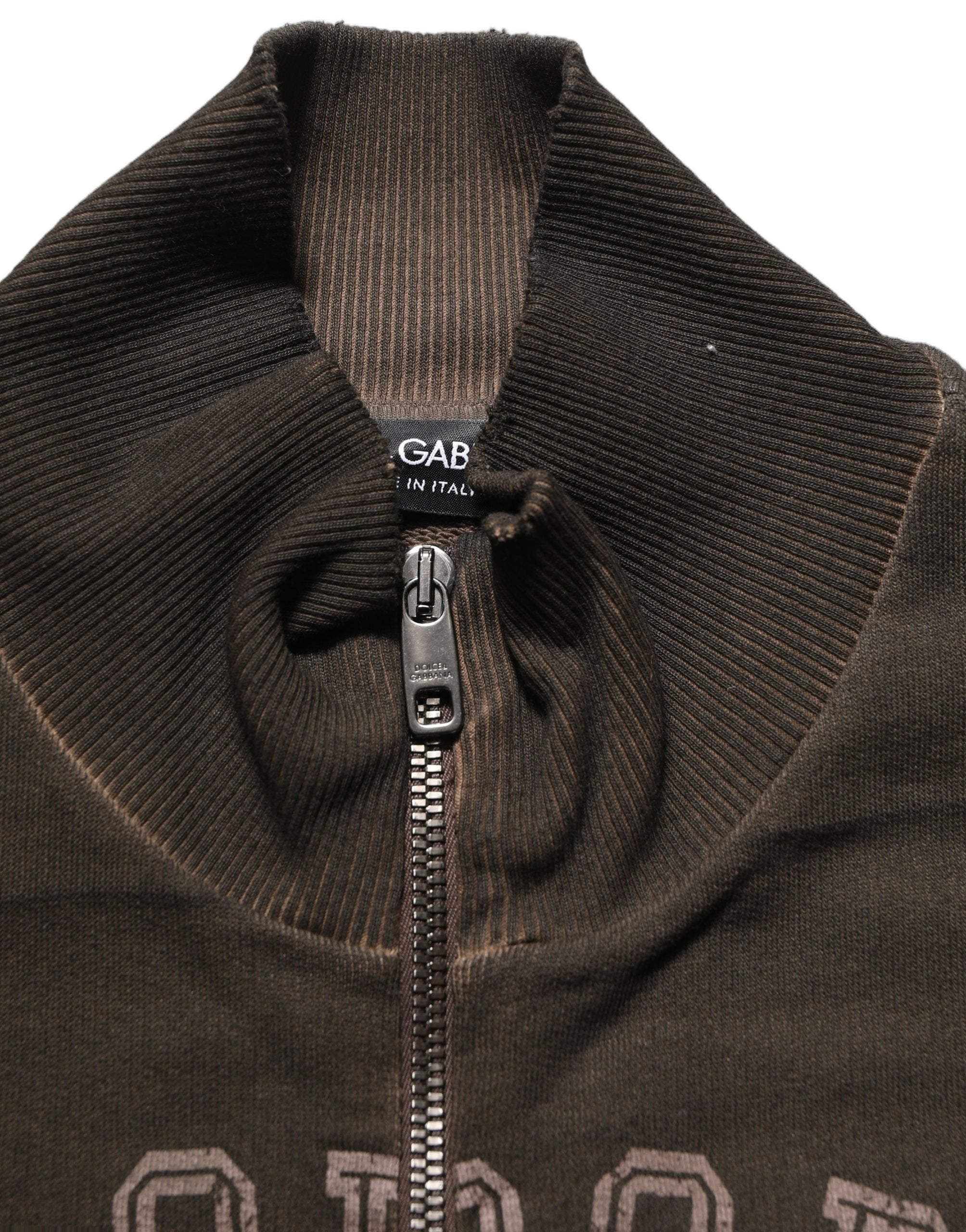 Dolce & Gabbana Brown Logo Print Full Zip Sweatshirt Men's Sweater (Pre-Owned)