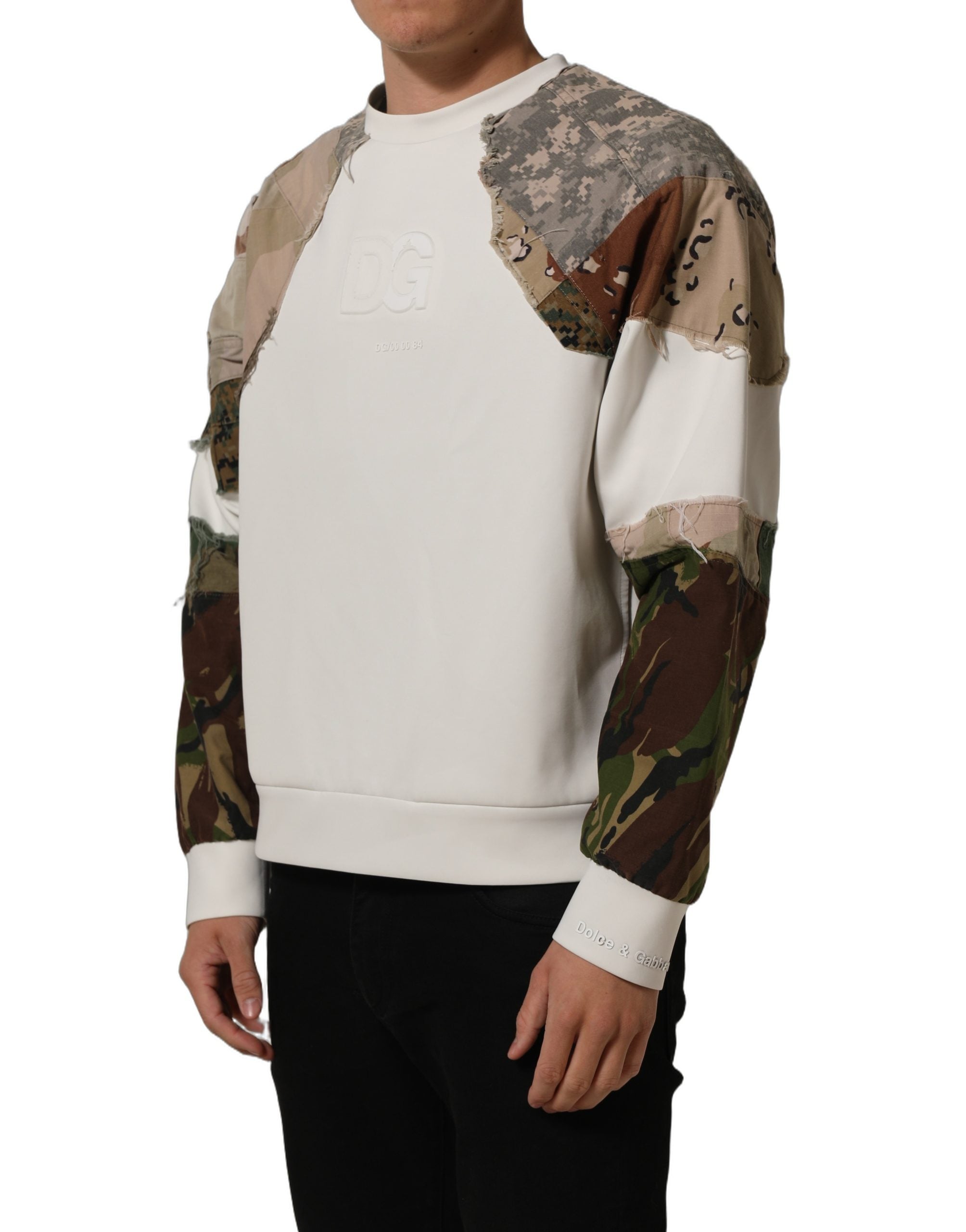 Dolce & Gabbana Multicolor Camo Patchwork Sweatshirt Men's Sweater (Pre-Owned)