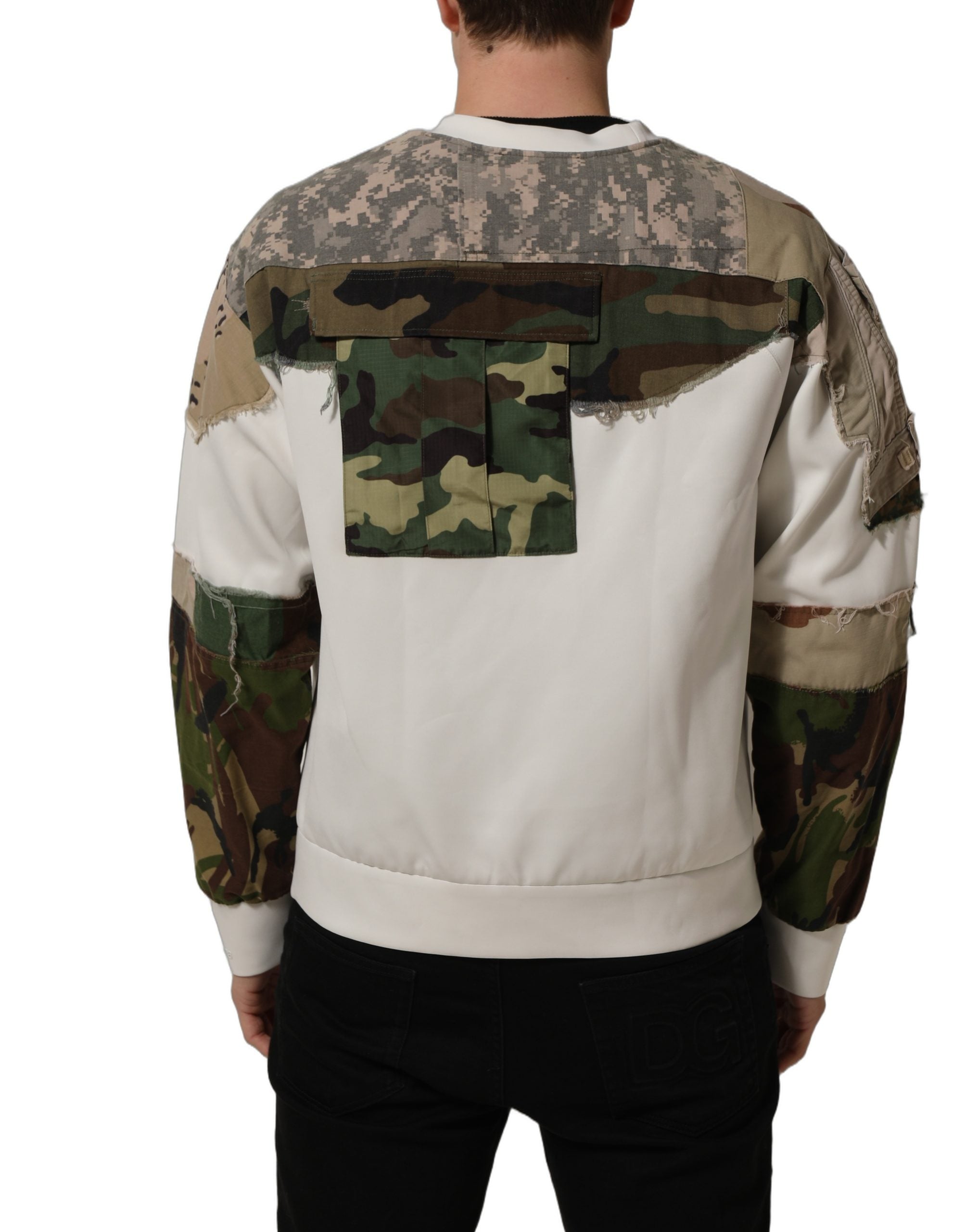Dolce & Gabbana Multicolor Camo Patchwork Sweatshirt Men's Sweater (Pre-Owned)