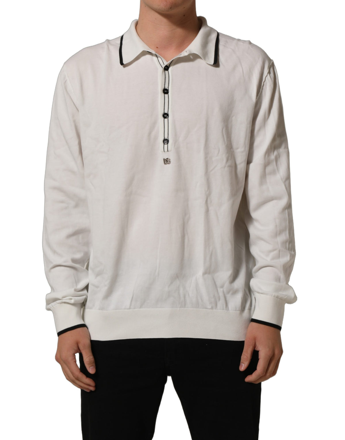 Dolce & Gabbana Black Leaf Print Silk Men Crew Neck Men's T-shirt