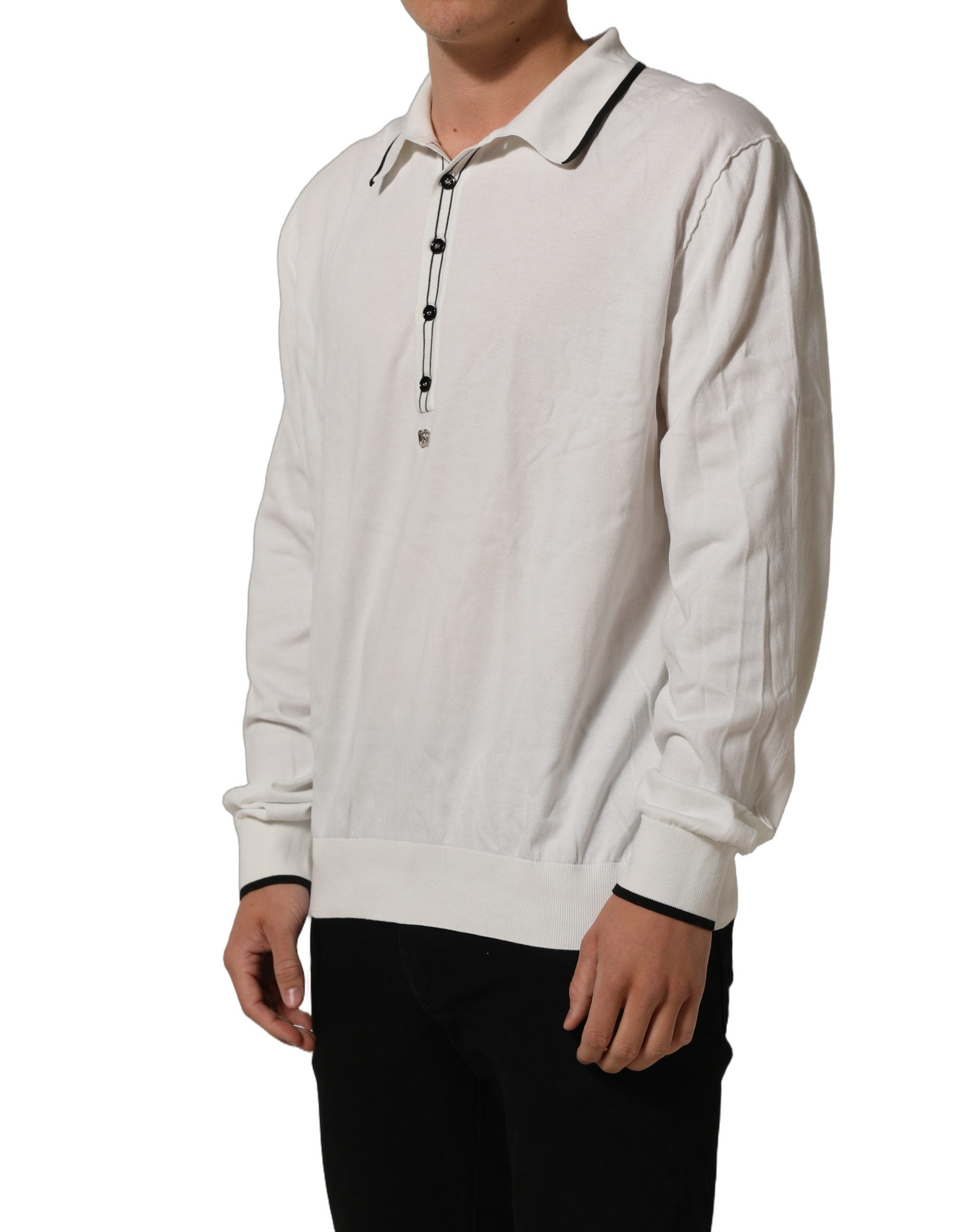 Dolce & Gabbana Black Leaf Print Silk Men Crew Neck Men's T-shirt