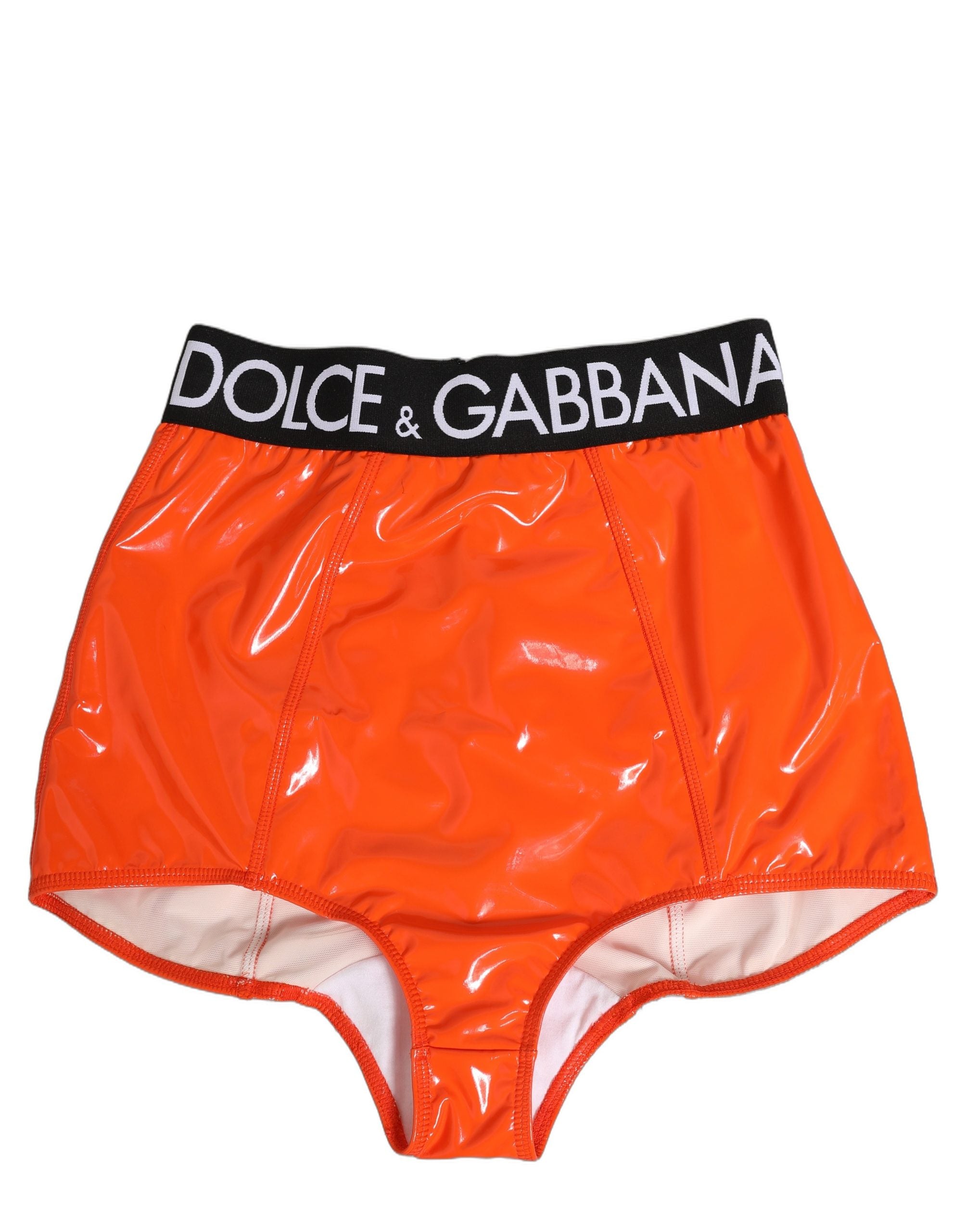 Dolce & Gabbana Orange Polyester Logo High Waist Girdle Women's Underwear