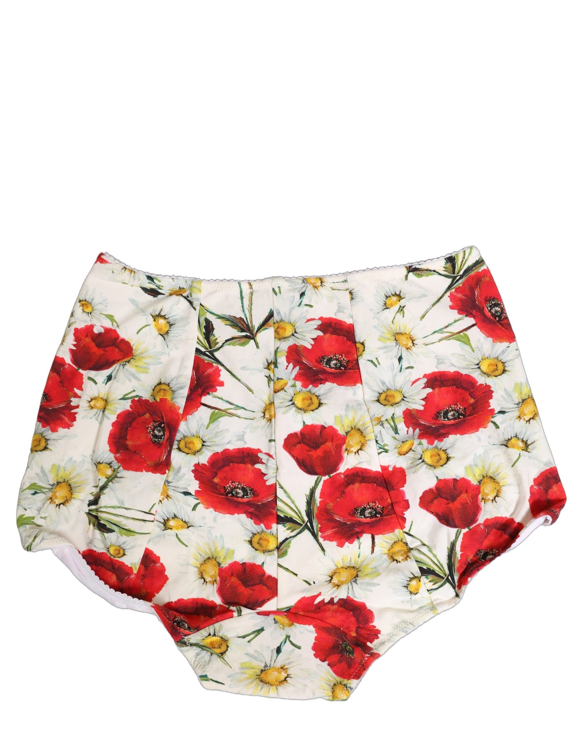 Dolce & Gabbana White Nylon Floral High Waisted Girdle Women's Underwear
