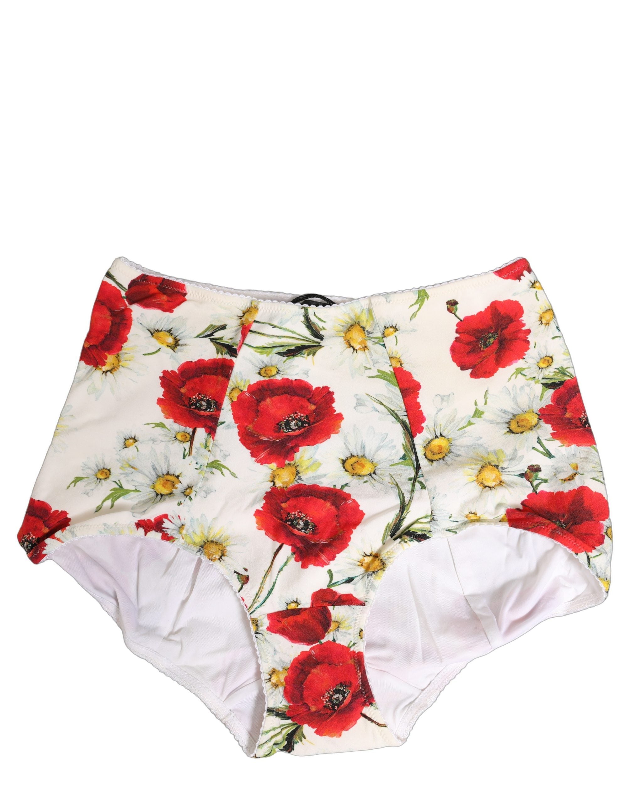 Dolce & Gabbana White Nylon Floral High Waisted Girdle Women's Underwear