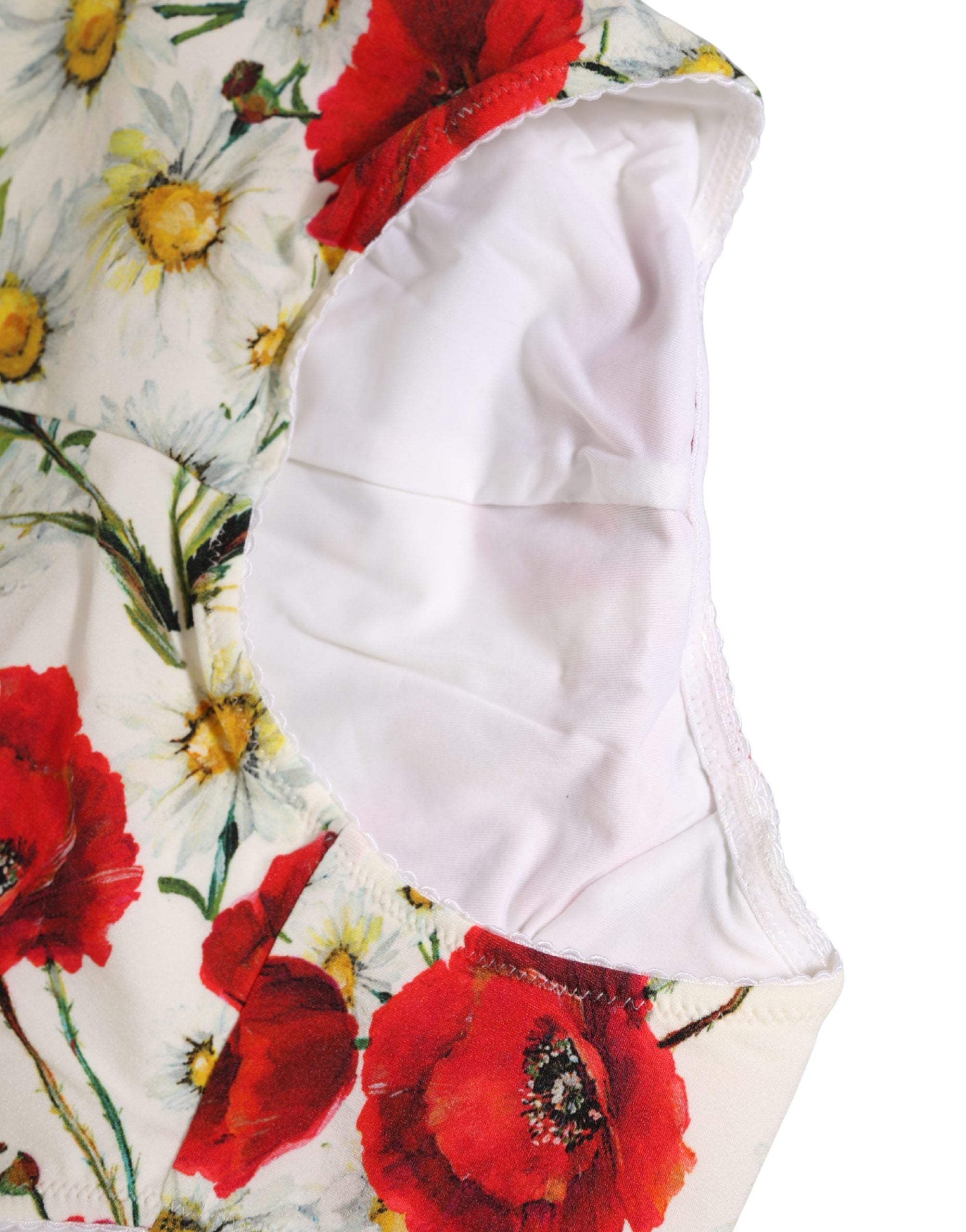 Dolce & Gabbana White Nylon Floral High Waisted Girdle Women's Underwear