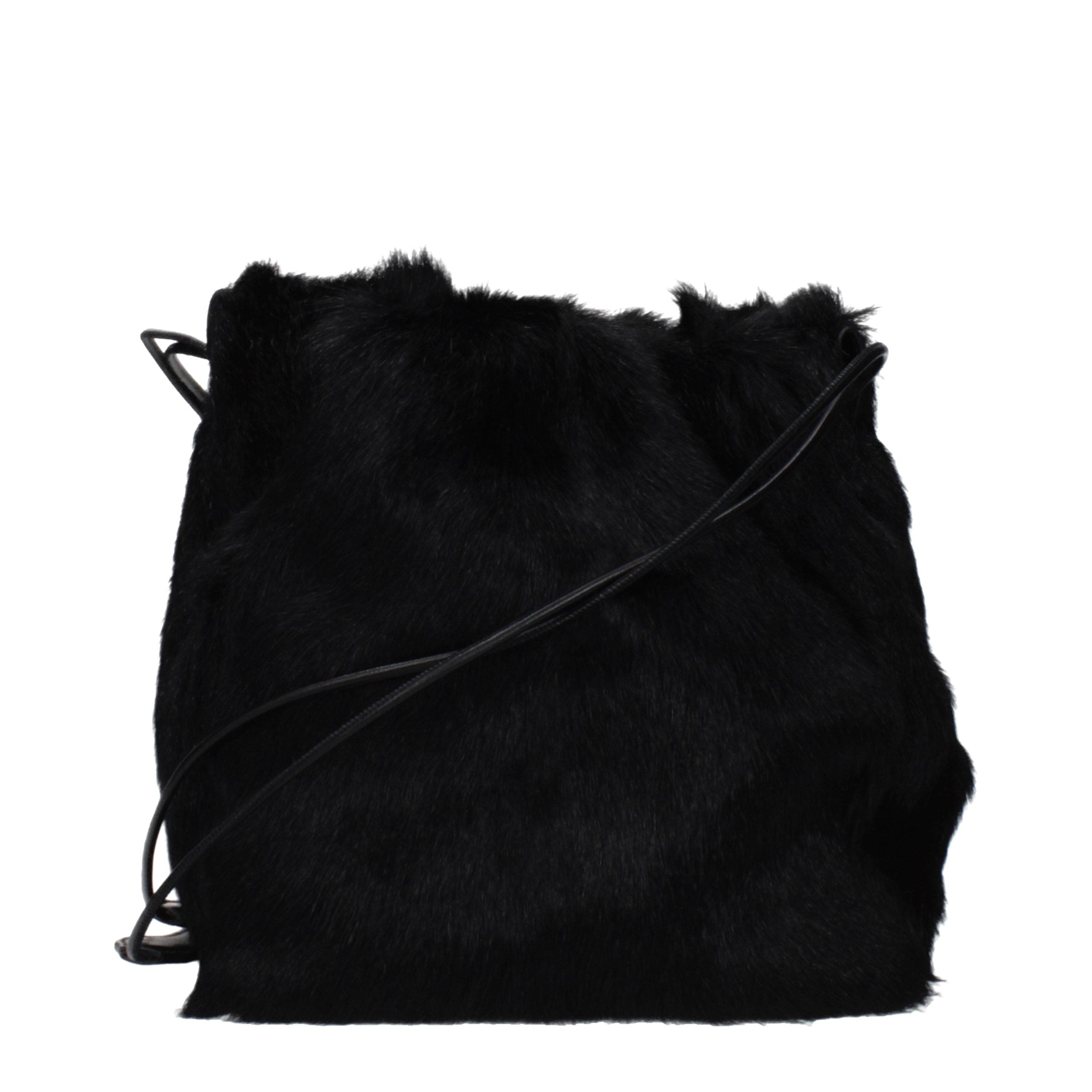 Jil Sander Black Fur Shoulder Women's Bag