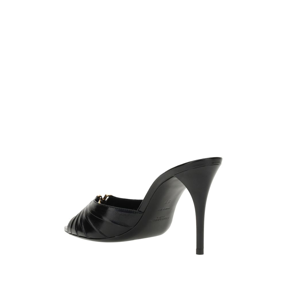 Saint Laurent Black Lamb Ovis Aries Aries Stiletto Heel Women's Sandals