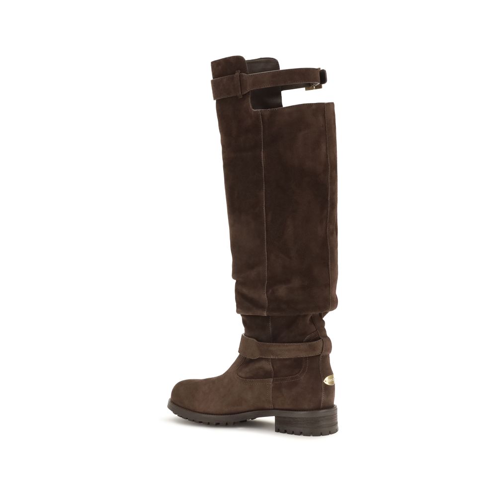 Jimmy Choo Brown Calf Leather Bos Taurus Lace-Up Women's Boots
