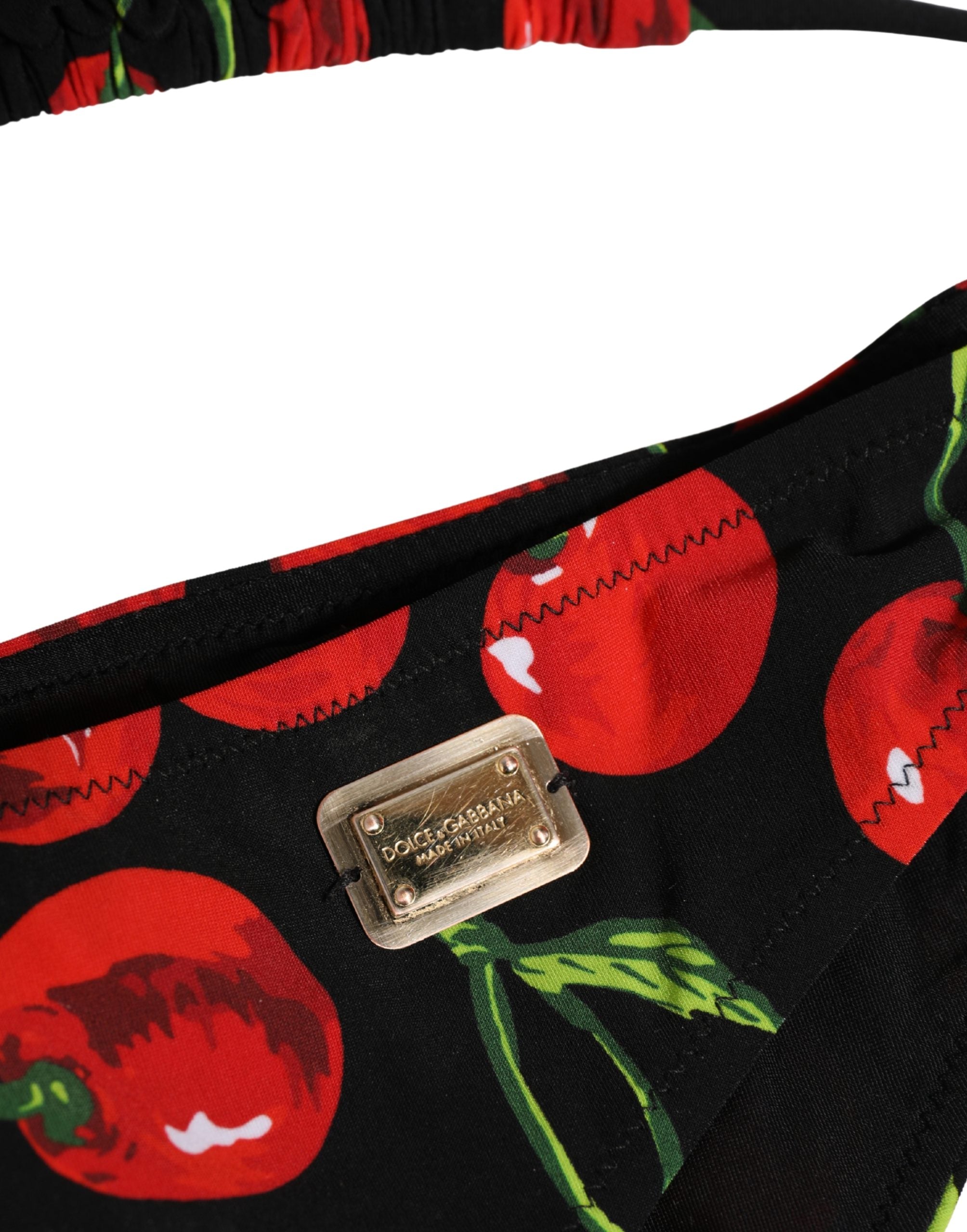 Dolce & Gabbana Black Cherry Print Nylon Bikini 2 Piece Women's Swimwear (Pre-Owned)
