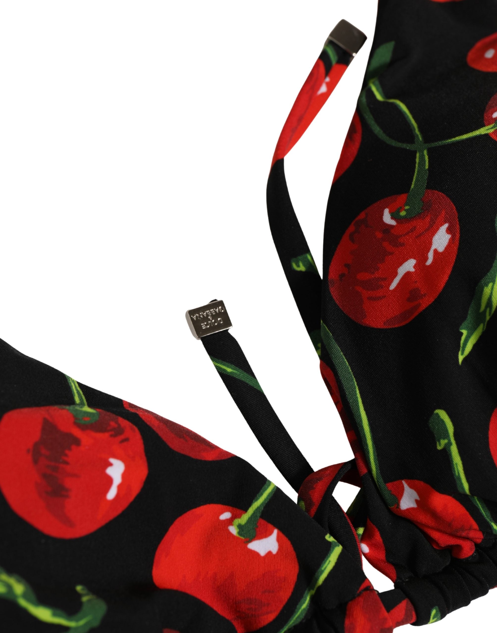 Dolce & Gabbana Black Cherry Print Nylon Bikini 2 Piece Women's Swimwear (Pre-Owned)
