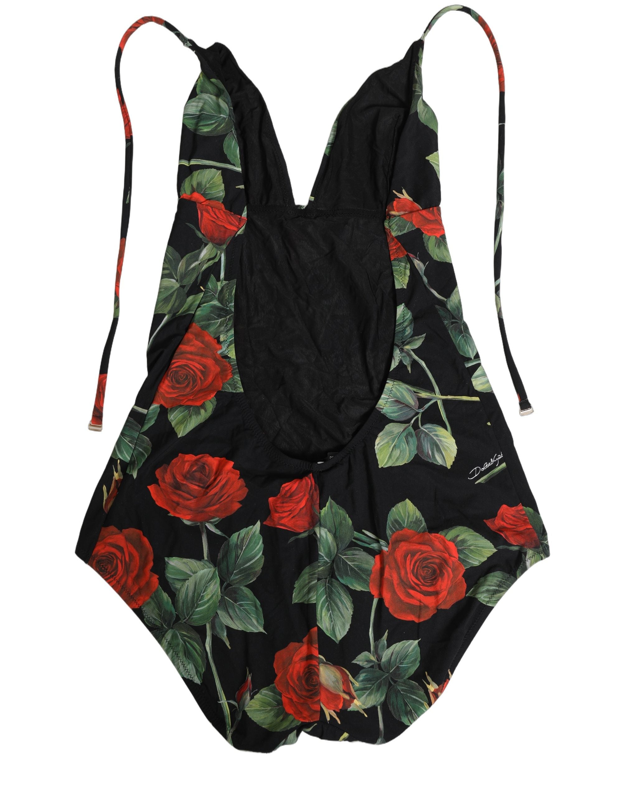 Dolce & Gabbana Black Rose Print One Piece Swimsuit Women's Swimwear