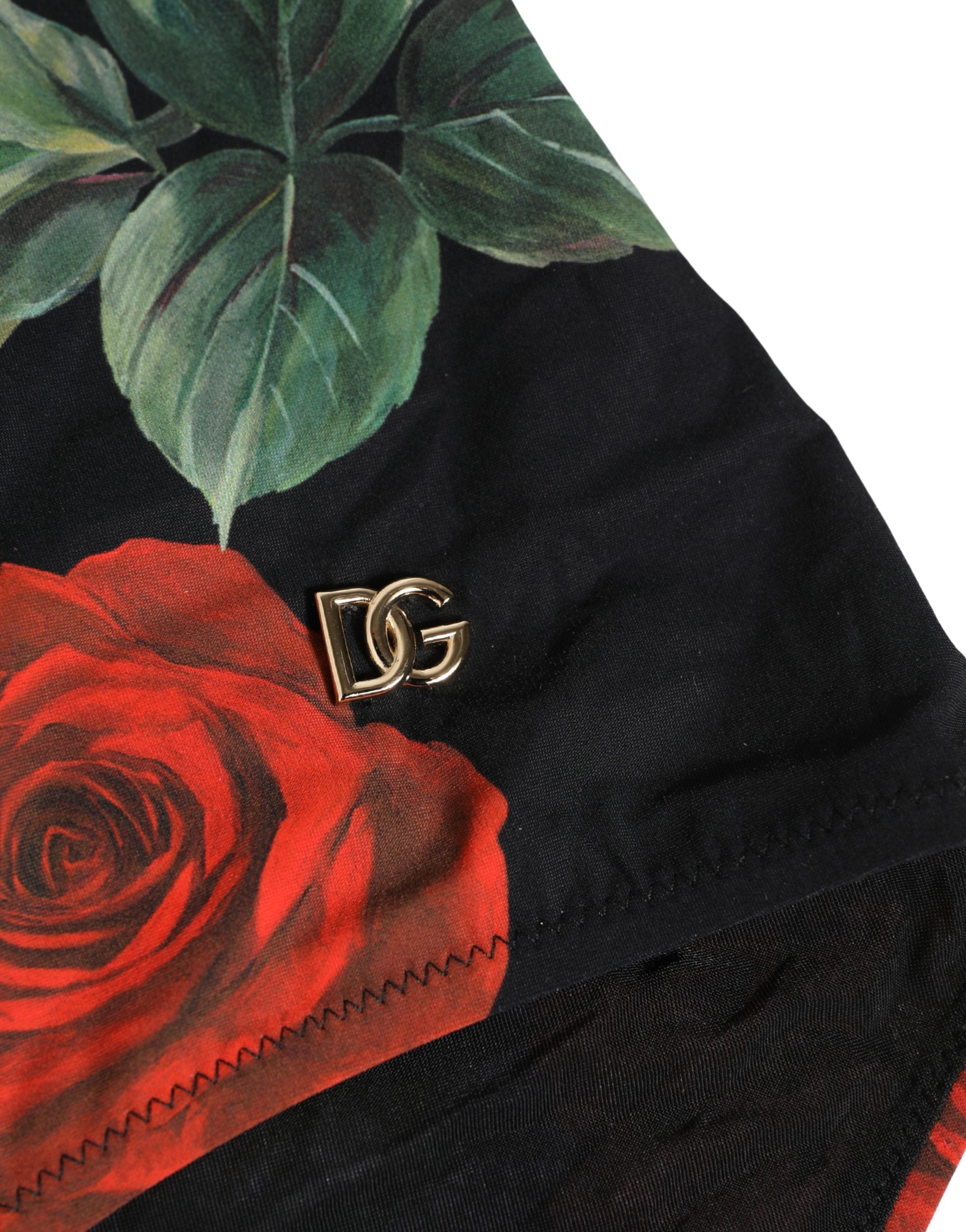 Dolce & Gabbana Black Rose Print One Piece Swimsuit Women's Swimwear