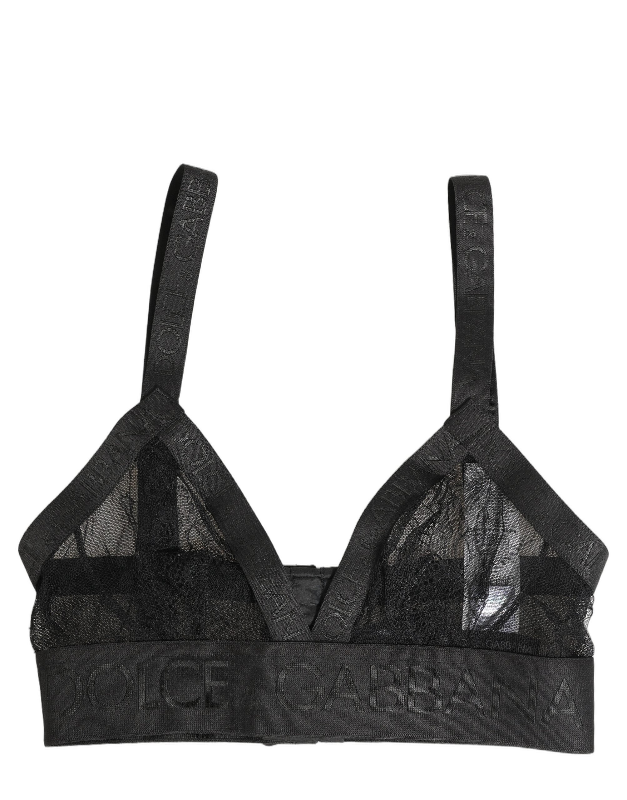 Dolce & Gabbana Black Logo Monogram Soft Cup Brassiere Women's Underwear