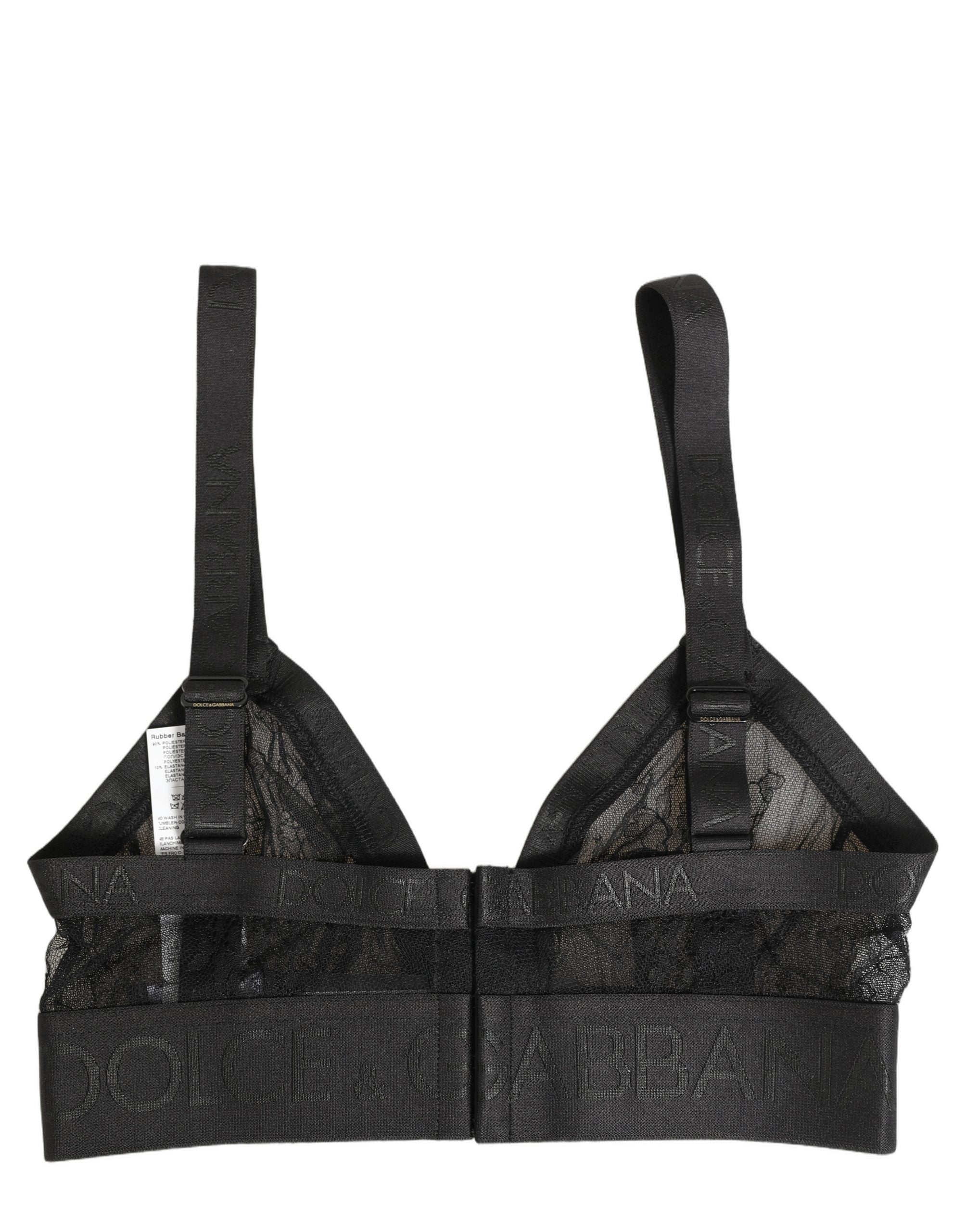 Dolce & Gabbana Black Logo Monogram Soft Cup Brassiere Women's Underwear