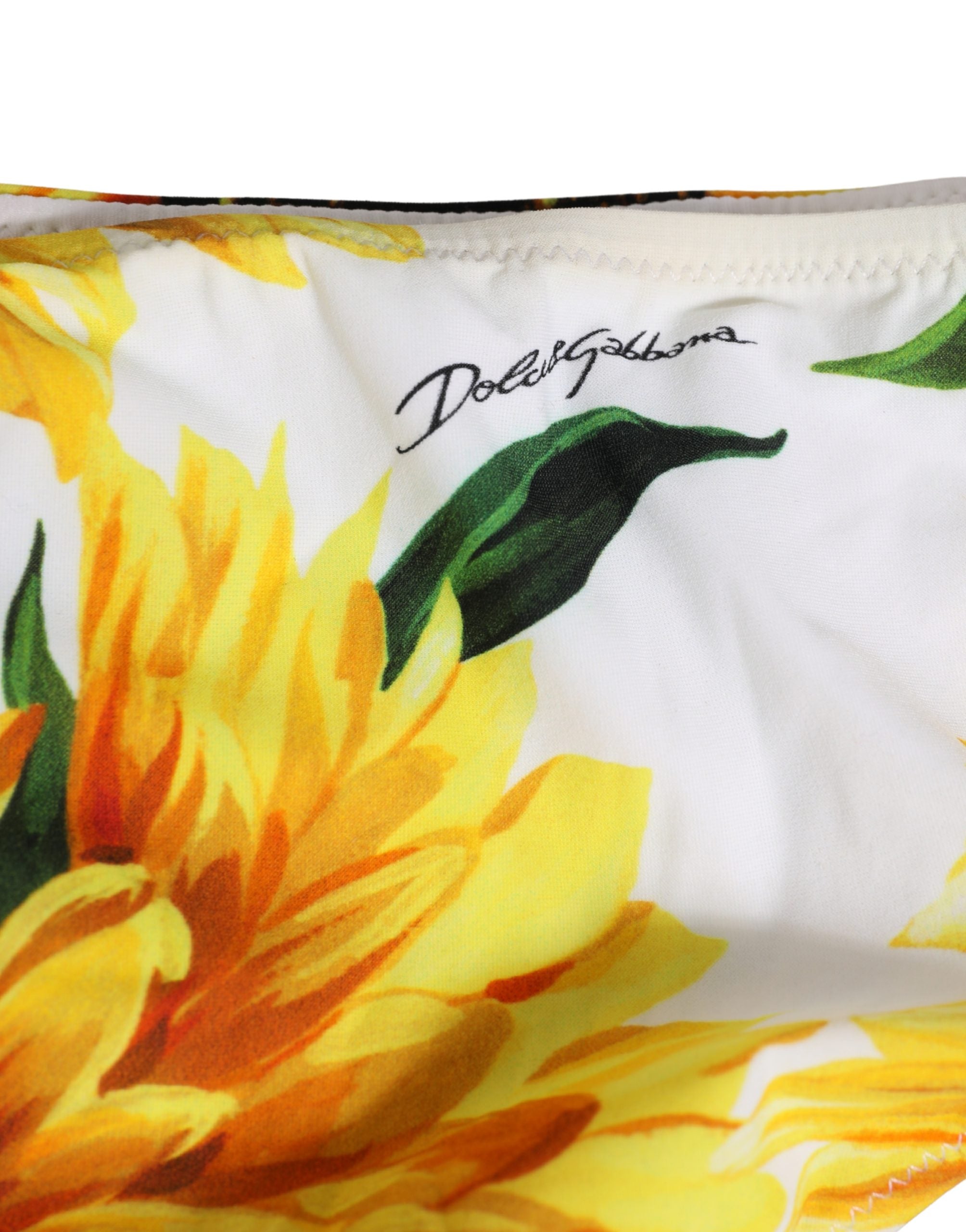 Dolce & Gabbana Yellow Nylon Sunflower Bikini Bottom Women's Swimwear