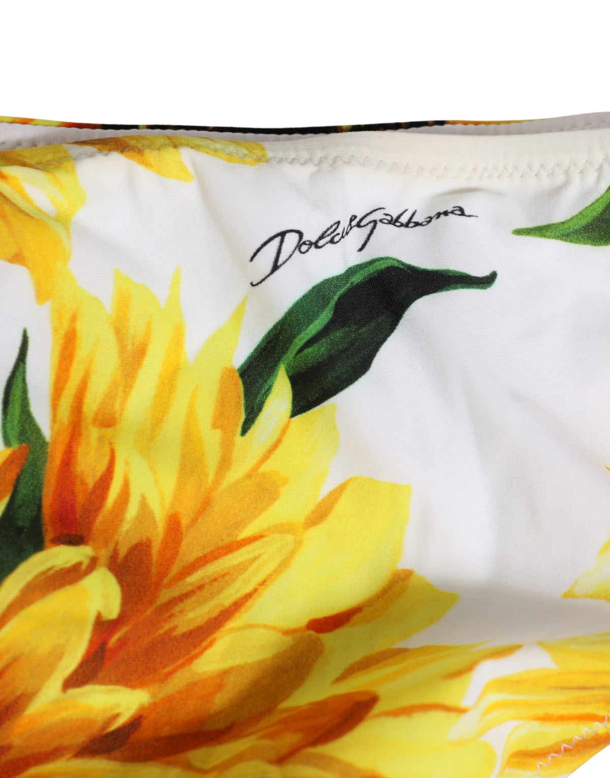 Dolce & Gabbana Yellow Nylon Sunflower Bikini Bottom Women's Swimwear