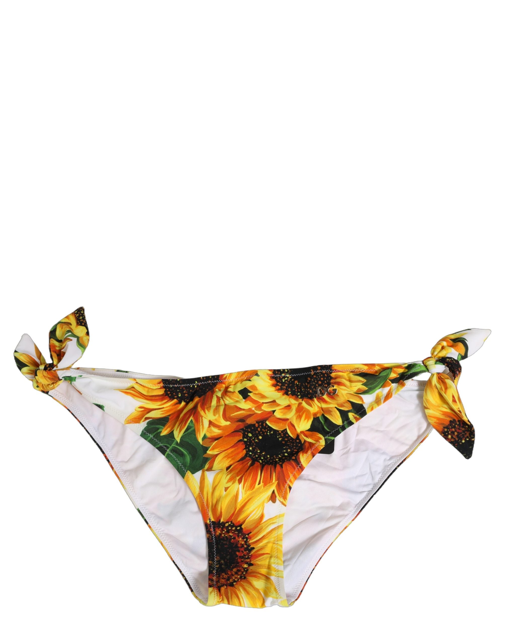 Dolce & Gabbana Yellow Nylon Sunflower Bikini Bottom Women's Swimwear