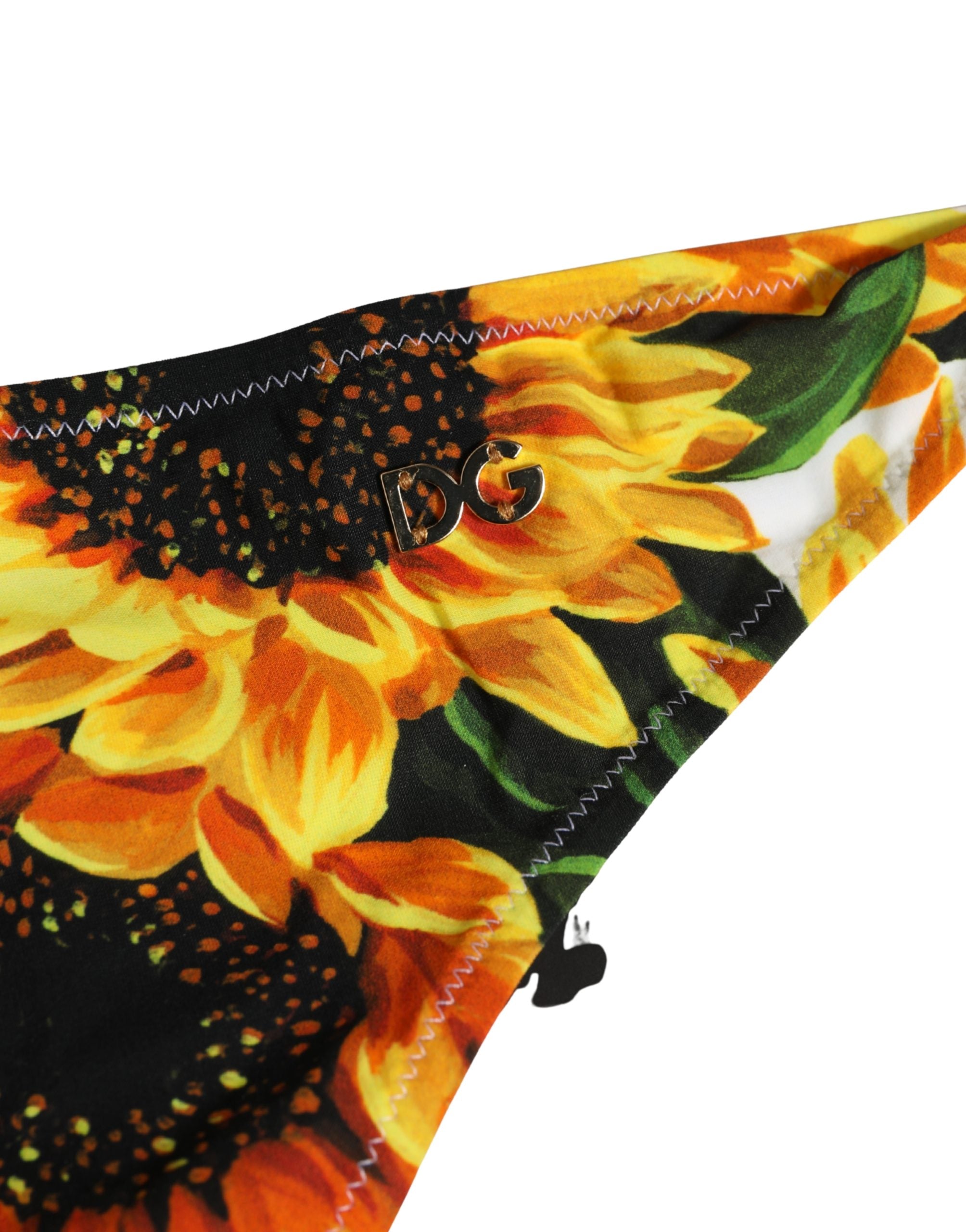 Dolce & Gabbana Yellow Nylon Sunflower Bikini Bottom Women's Swimwear