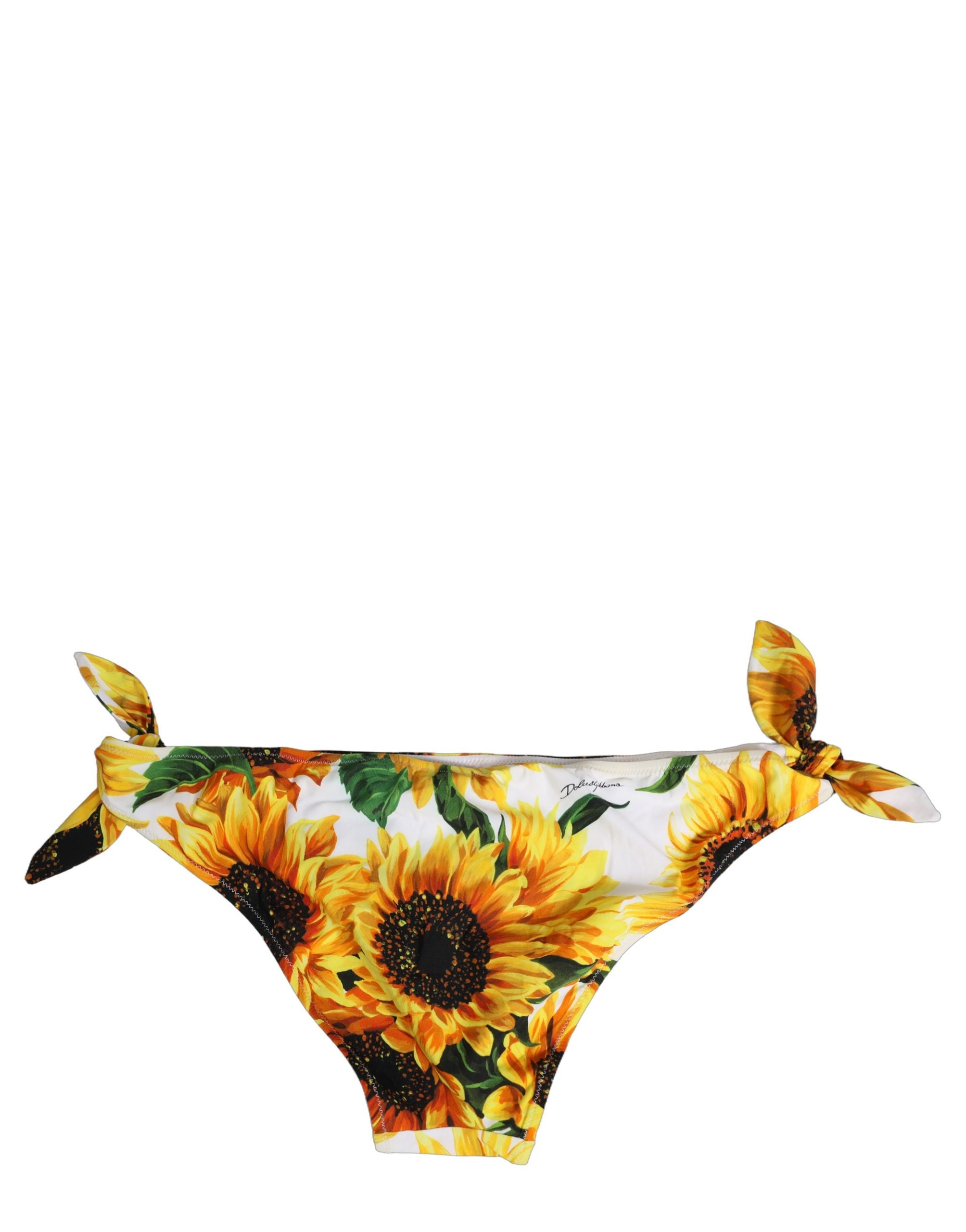 Dolce & Gabbana Yellow Nylon Sunflower Bikini Bottom Women's Swimwear