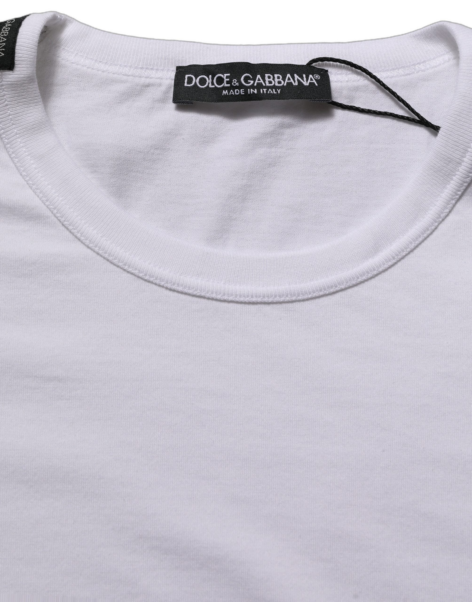 Dolce & Gabbana White Cotton Short Sleeves CrewNeck Men's T-shirt