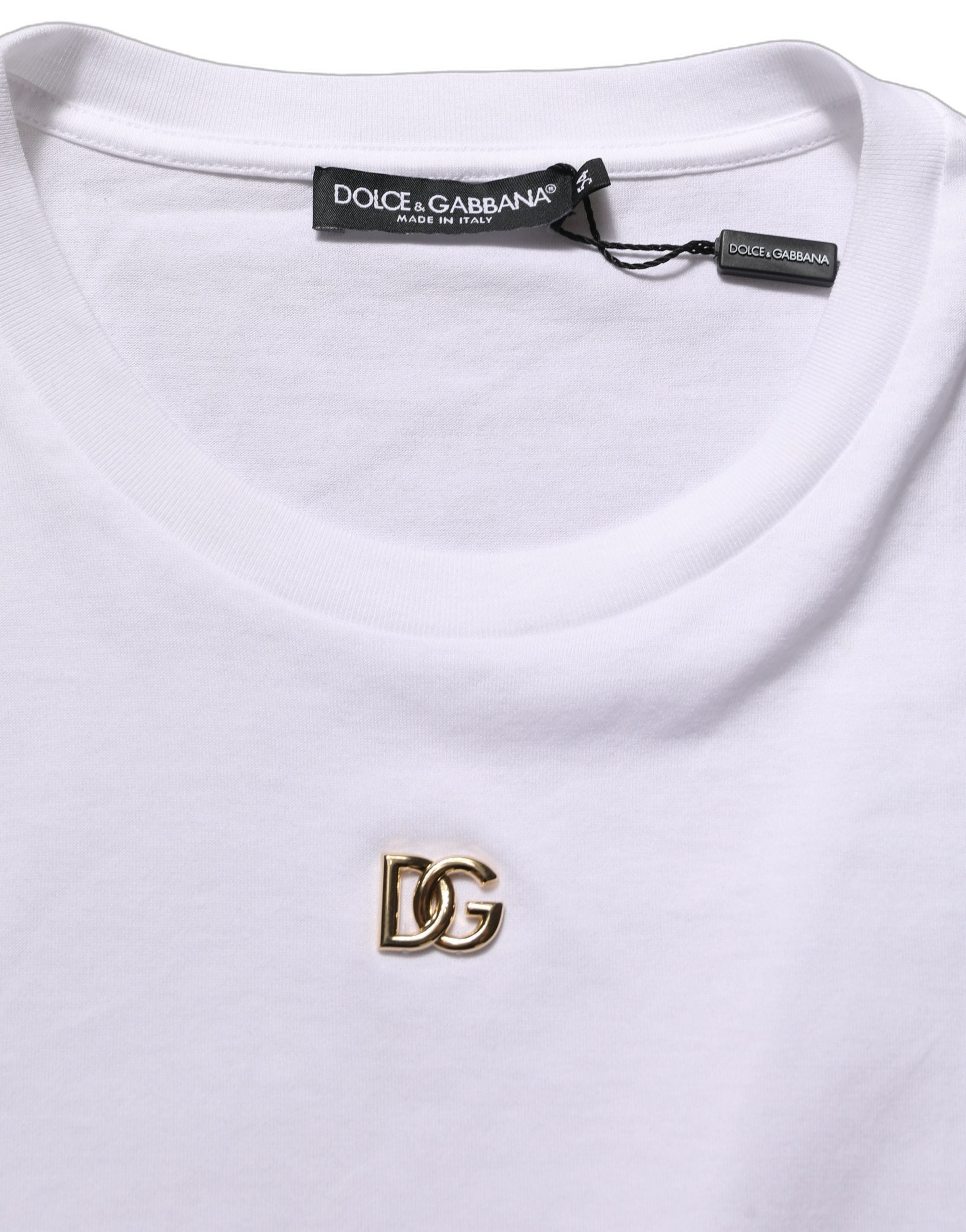 Dolce & Gabbana White Metal DG Logo Short Sleeves Men's T-shirt