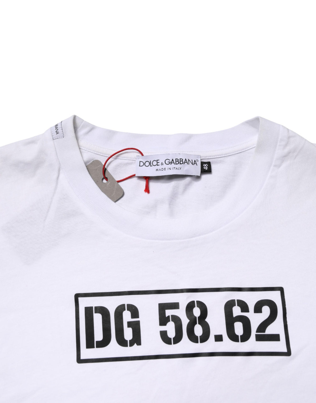 Dolce & Gabbana White Cotton Logo Print Crew Neck Men's T-shirt (Pre-Owned)