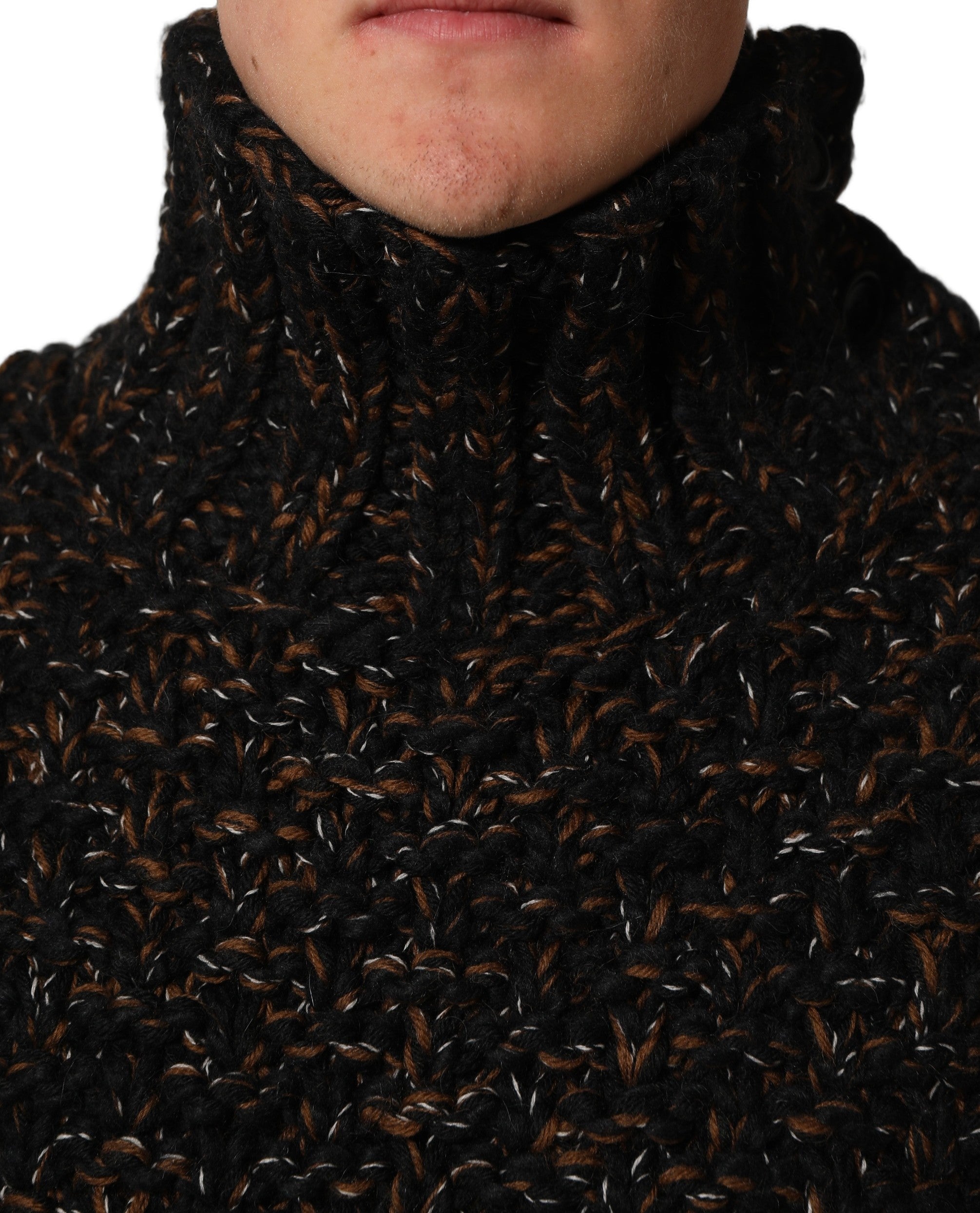 Dolce & Gabbana Brown Wool Knit Turtleneck Pullover Men's Sweater