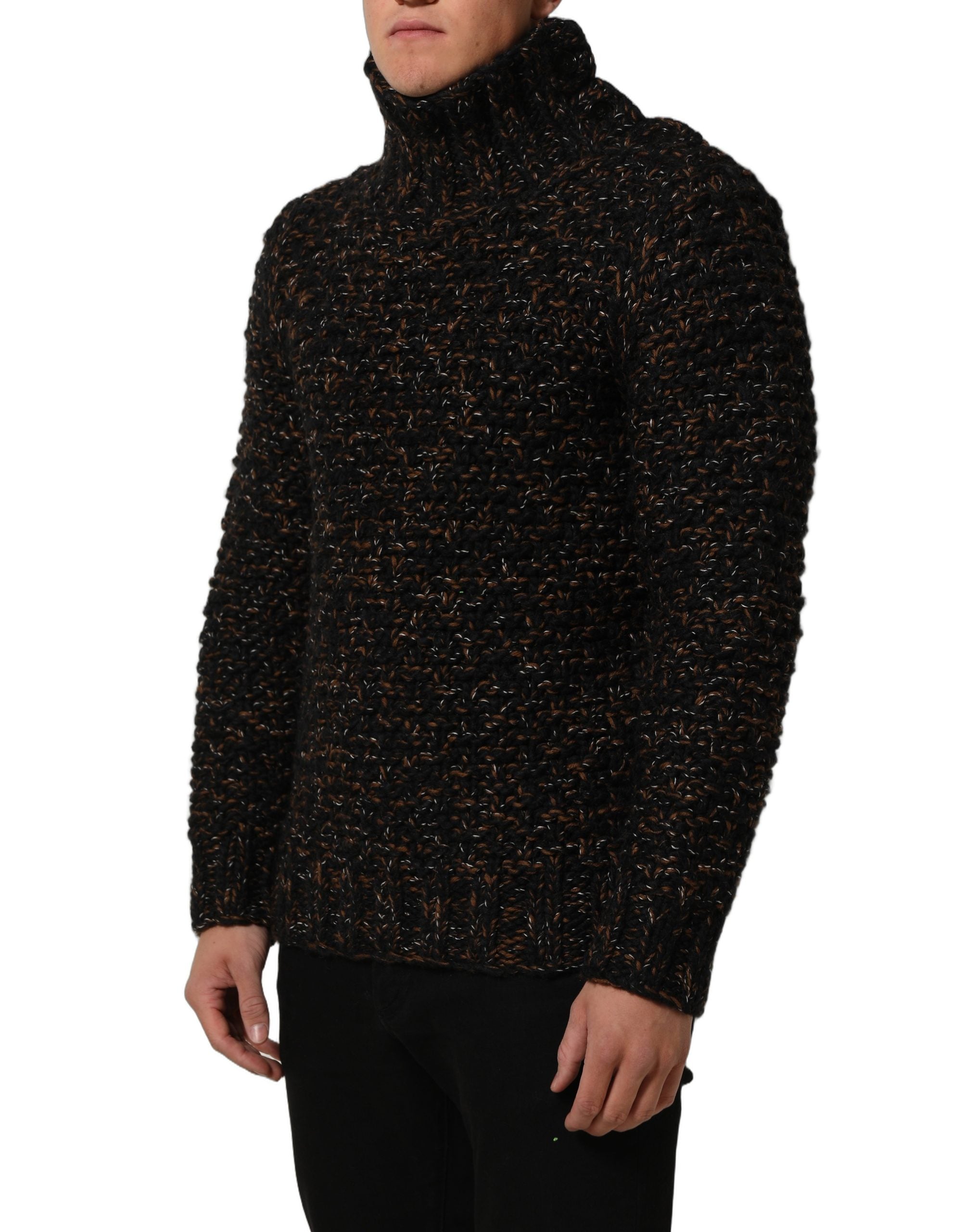 Dolce & Gabbana Brown Wool Knit Turtleneck Pullover Men's Sweater