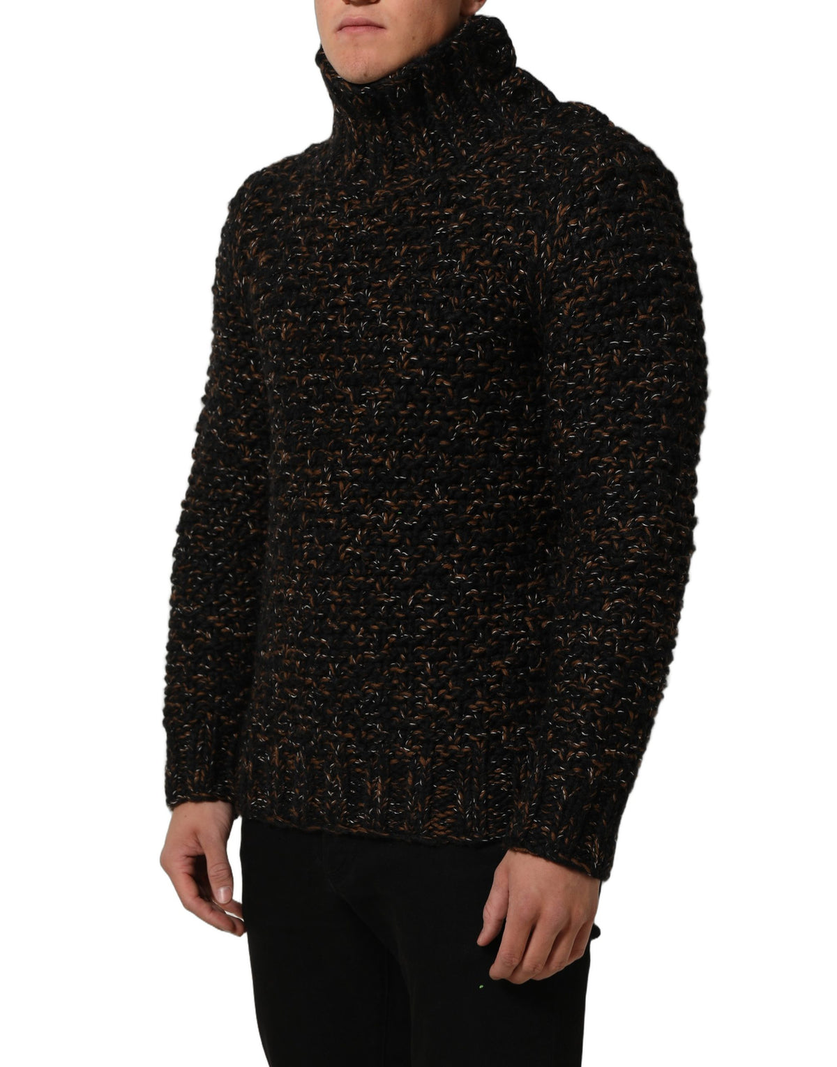 Dolce & Gabbana Brown Wool Knit Turtleneck Pullover Men's Sweater