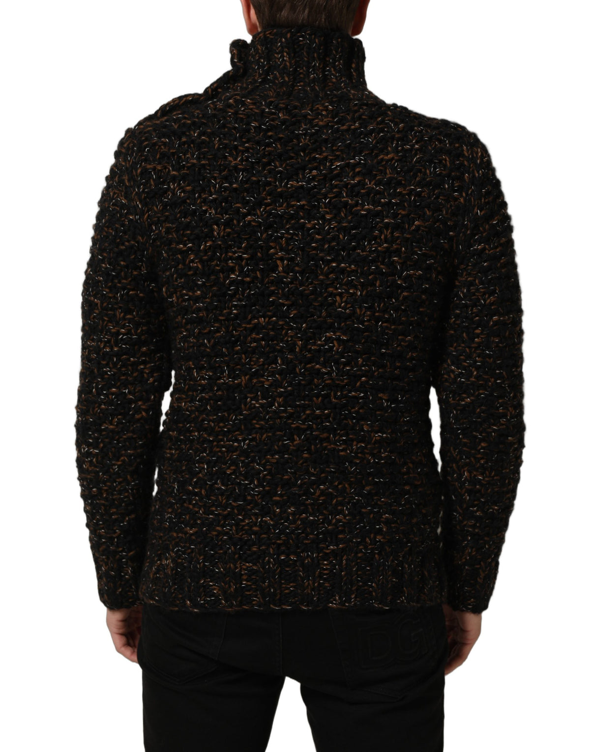 Dolce & Gabbana Brown Wool Knit Turtleneck Pullover Men's Sweater