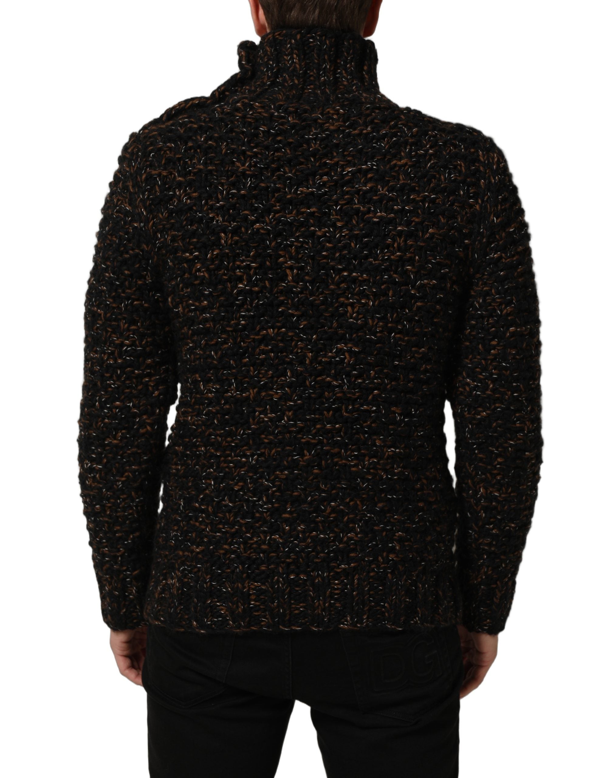 Dolce & Gabbana Brown Wool Knit Turtleneck Pullover Men's Sweater