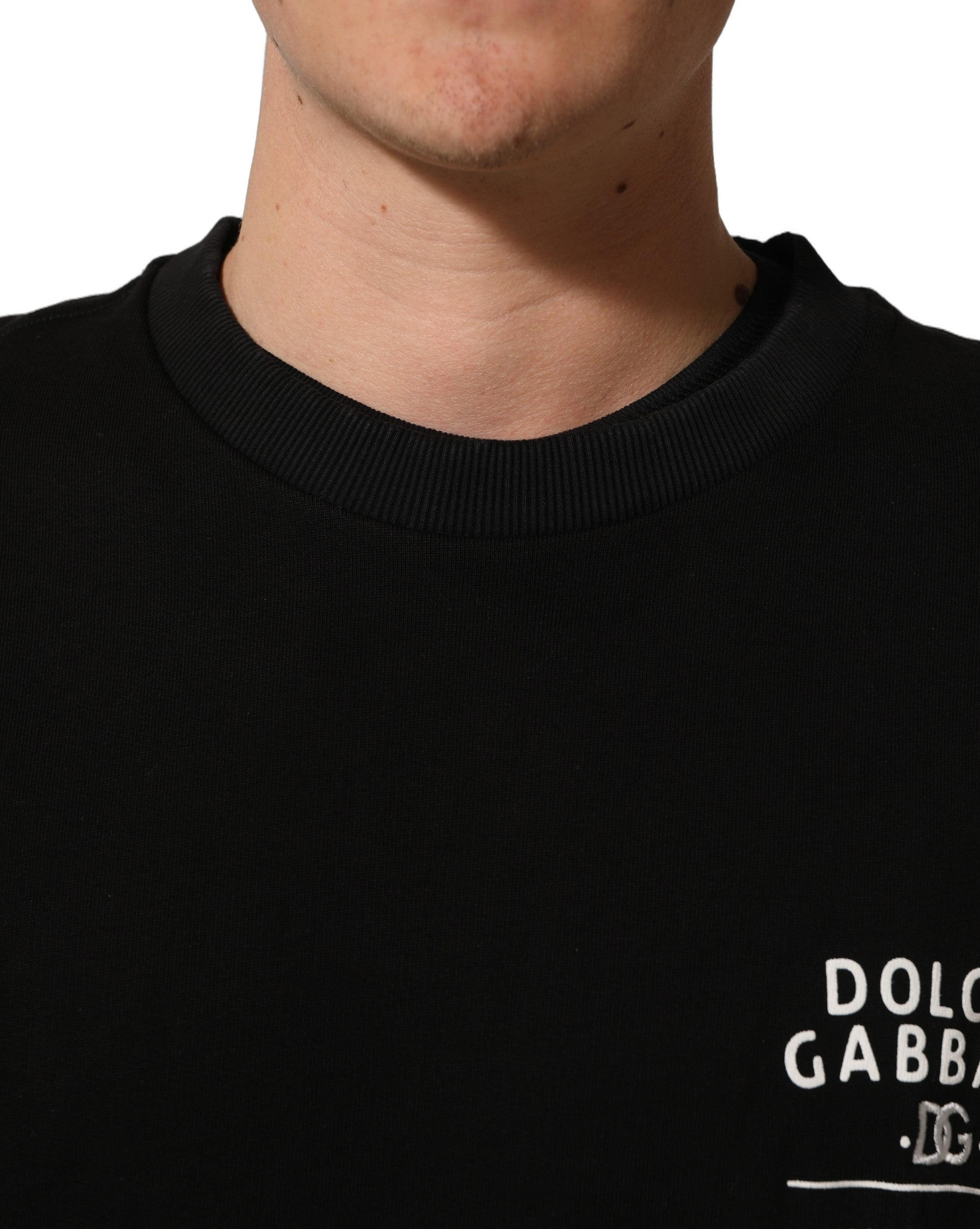 Dolce & Gabbana Black Cotton Logo Print Sweatshirt Men's Sweater (Pre-Owned)