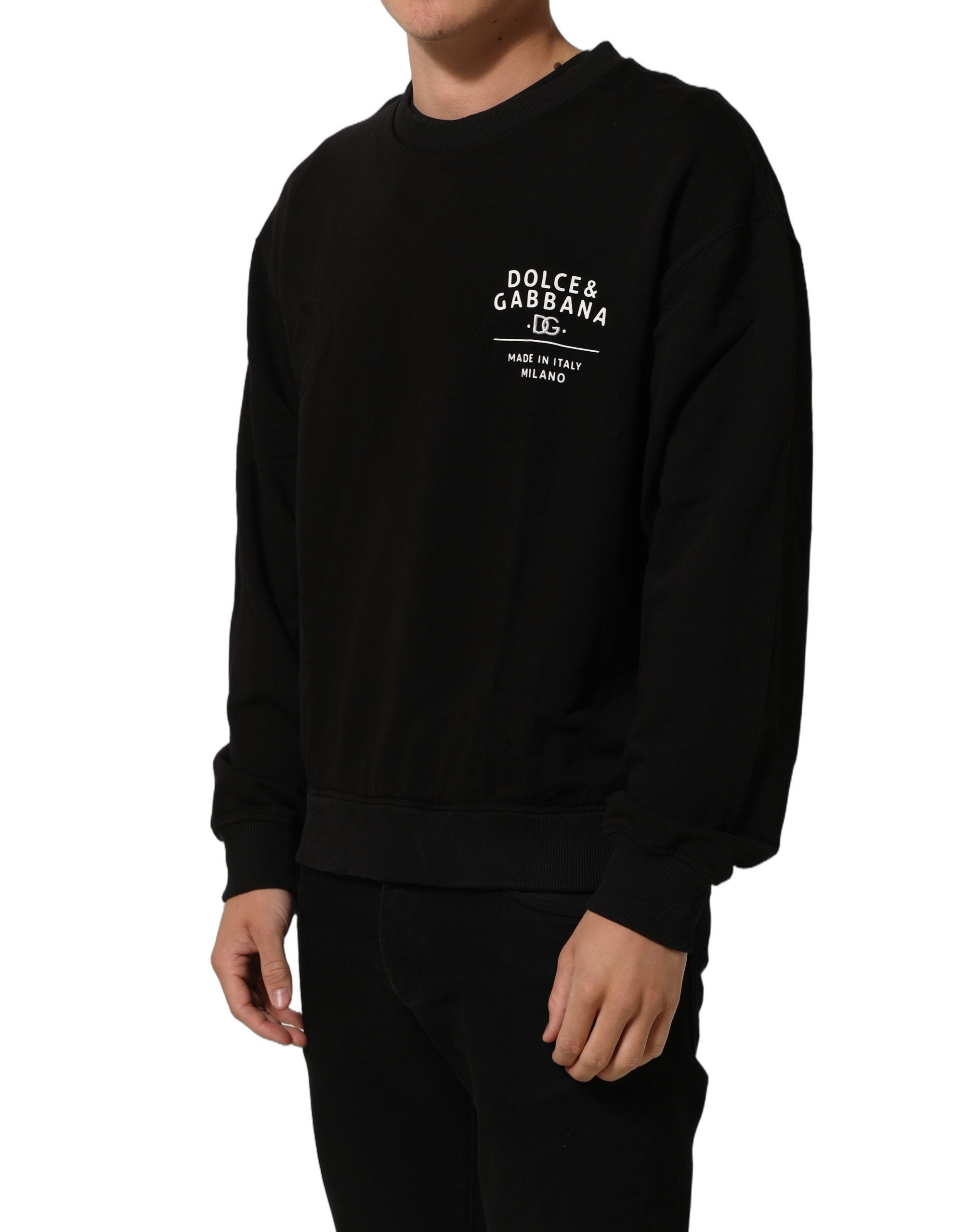 Dolce & Gabbana Black Cotton Logo Print Sweatshirt Men's Sweater (Pre-Owned)