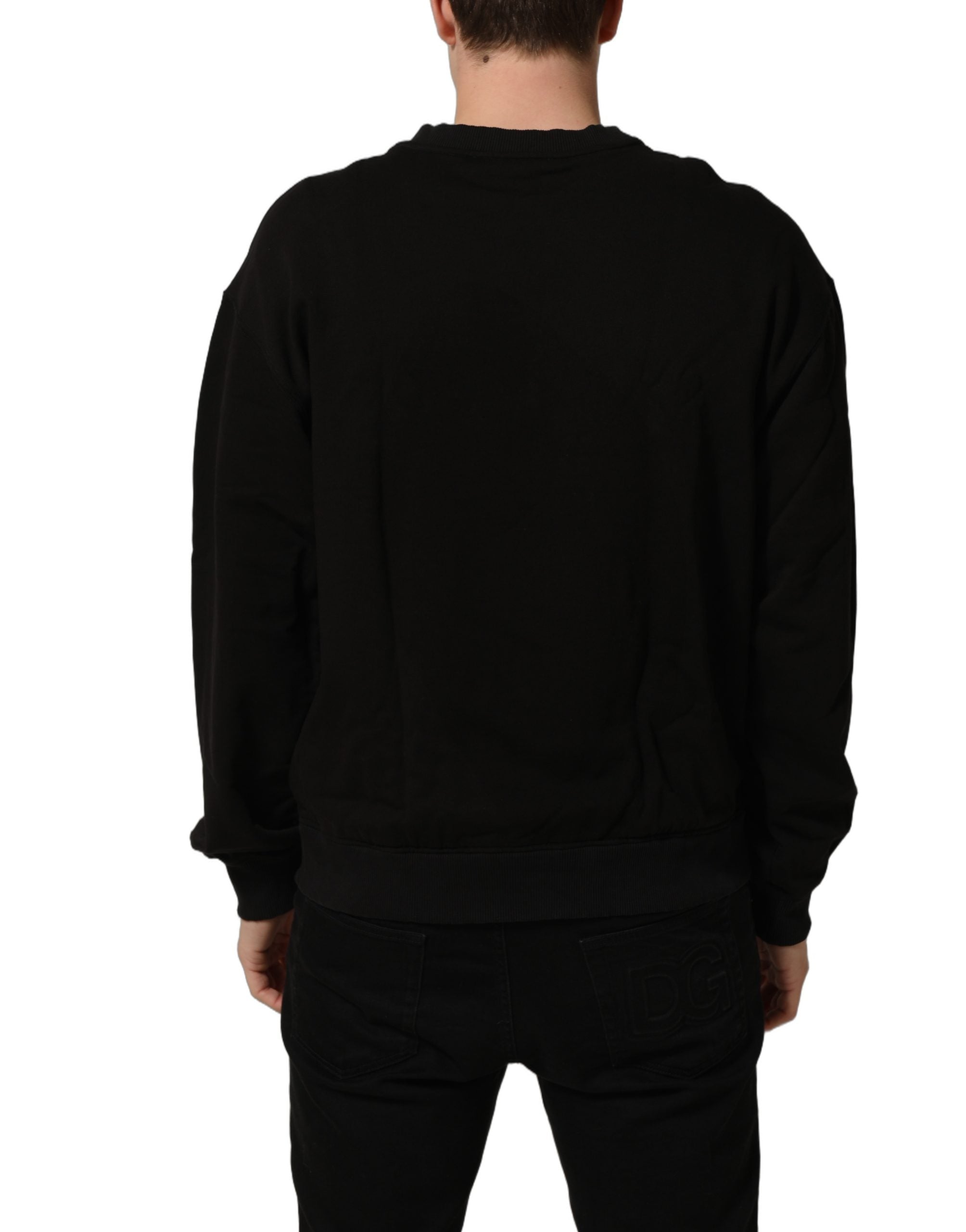 Dolce & Gabbana Black Cotton Logo Print Sweatshirt Men's Sweater (Pre-Owned)