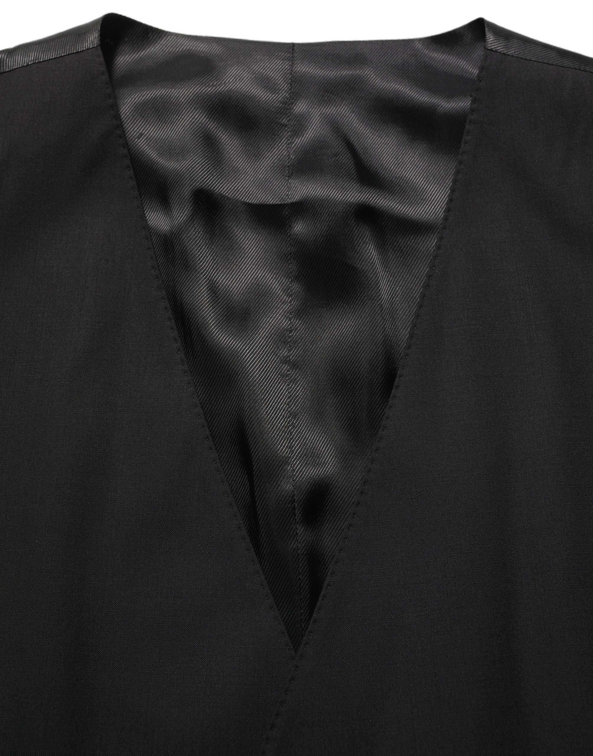Dolce & Gabbana Black Wool Stretch Waistcoat Formal Men's Vest