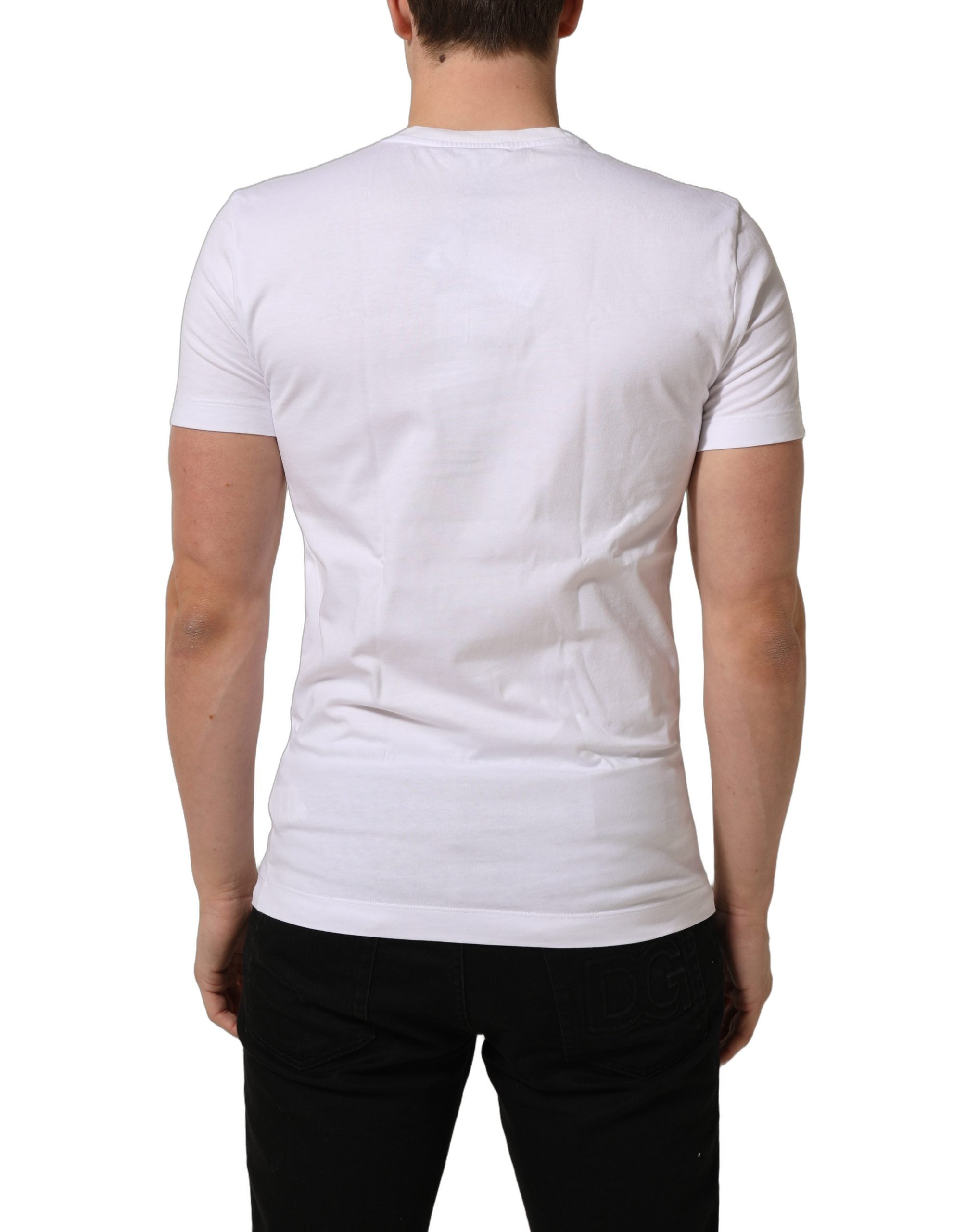 Dolce & Gabbana White DG Logo Cotton Crew Neck Men Men's T-shirt (Pre-Owned)