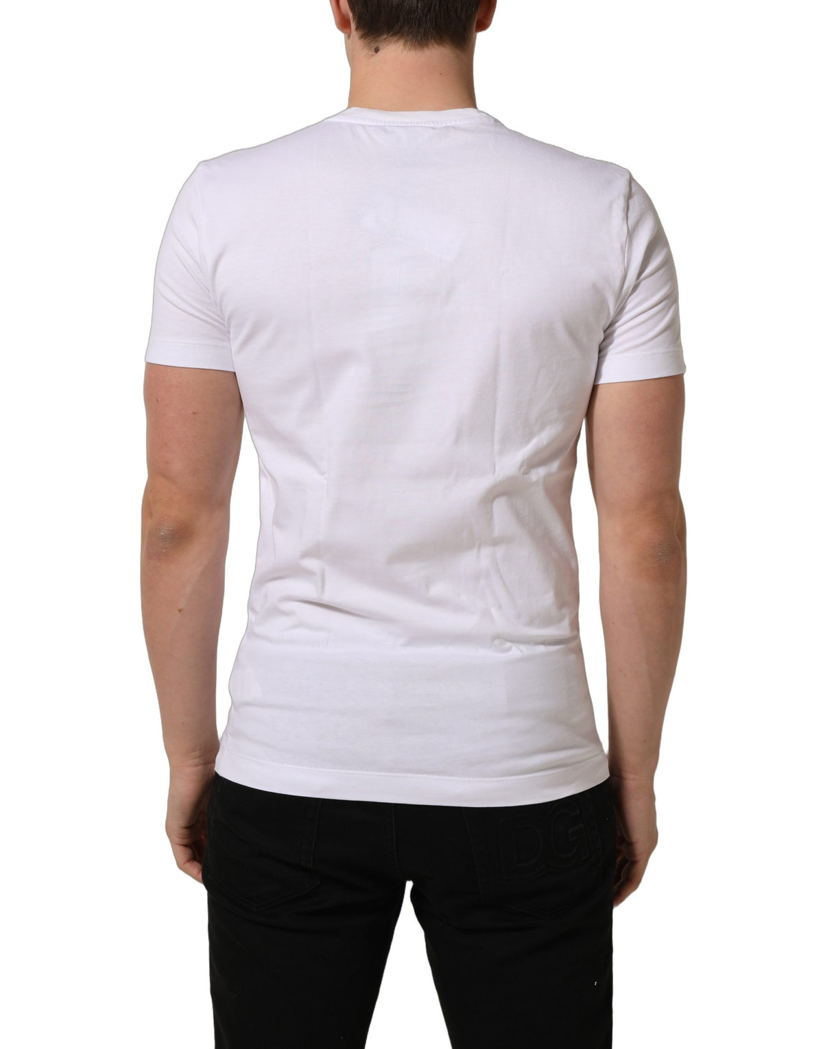 Dolce & Gabbana White DG Logo Cotton Crew Neck Men Men's T-shirt (Pre-Owned)