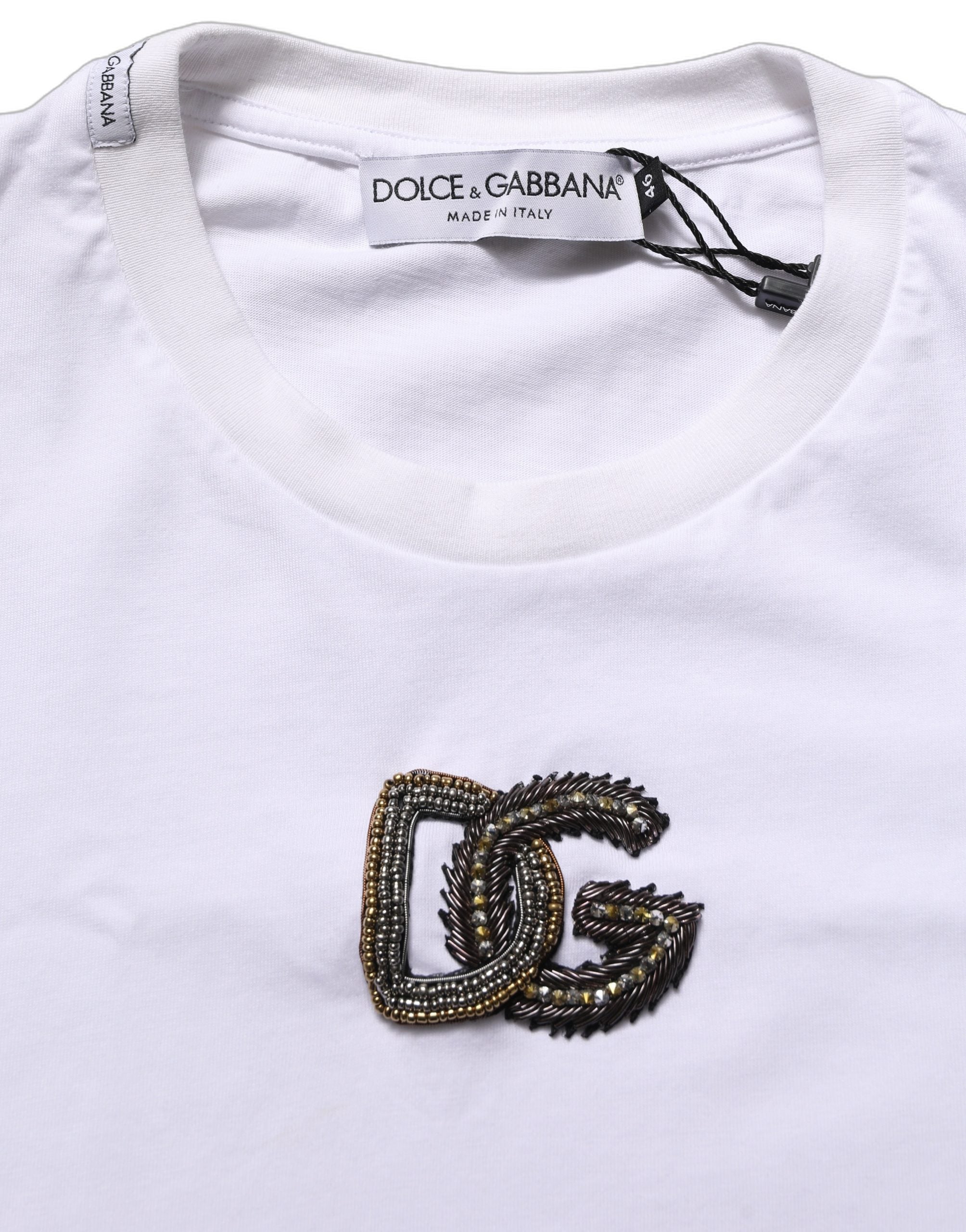 Dolce & Gabbana White DG Logo Cotton Crew Neck Men Men's T-shirt (Pre-Owned)